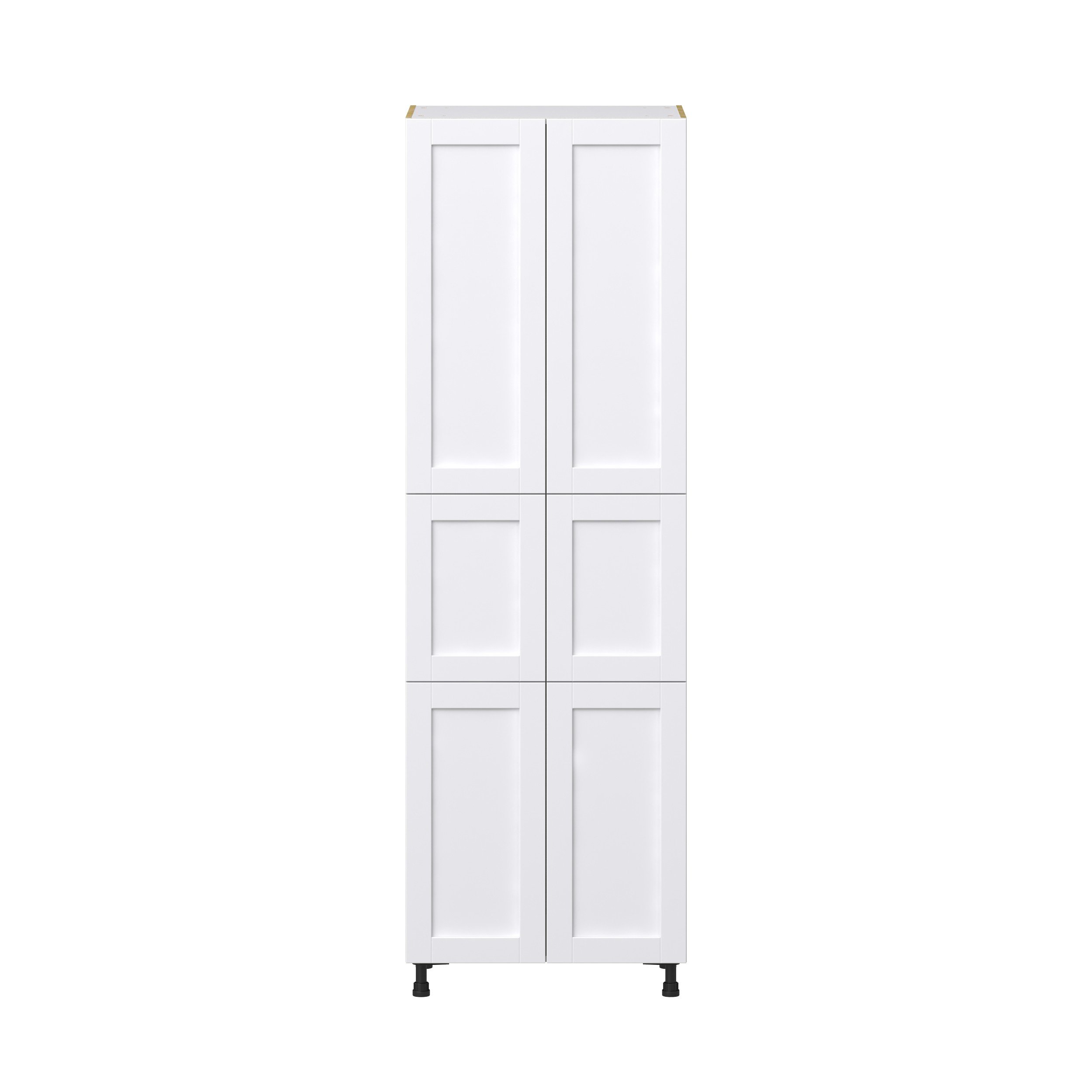 Dahlia Bright White Shaker Assembled Pantry Cabinet with 6 Doors and 3 Inner Drawers (30 in. W X 94.5 in. H X 24 in. D)