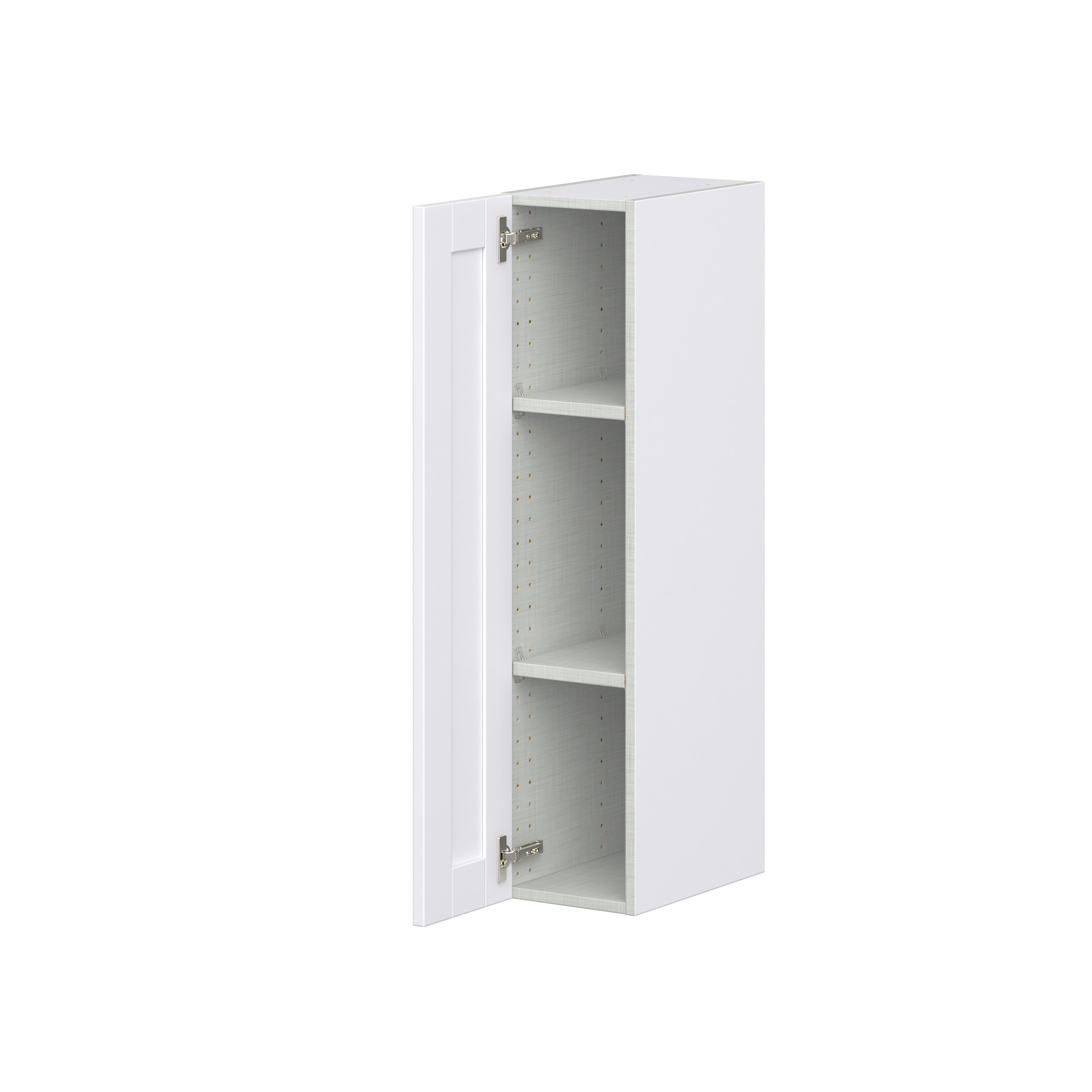 Dahlia Bright White Shaker Assembled Wall Cabinet with Full High Door (9 in. W x 40 in. H x 14 in. D)