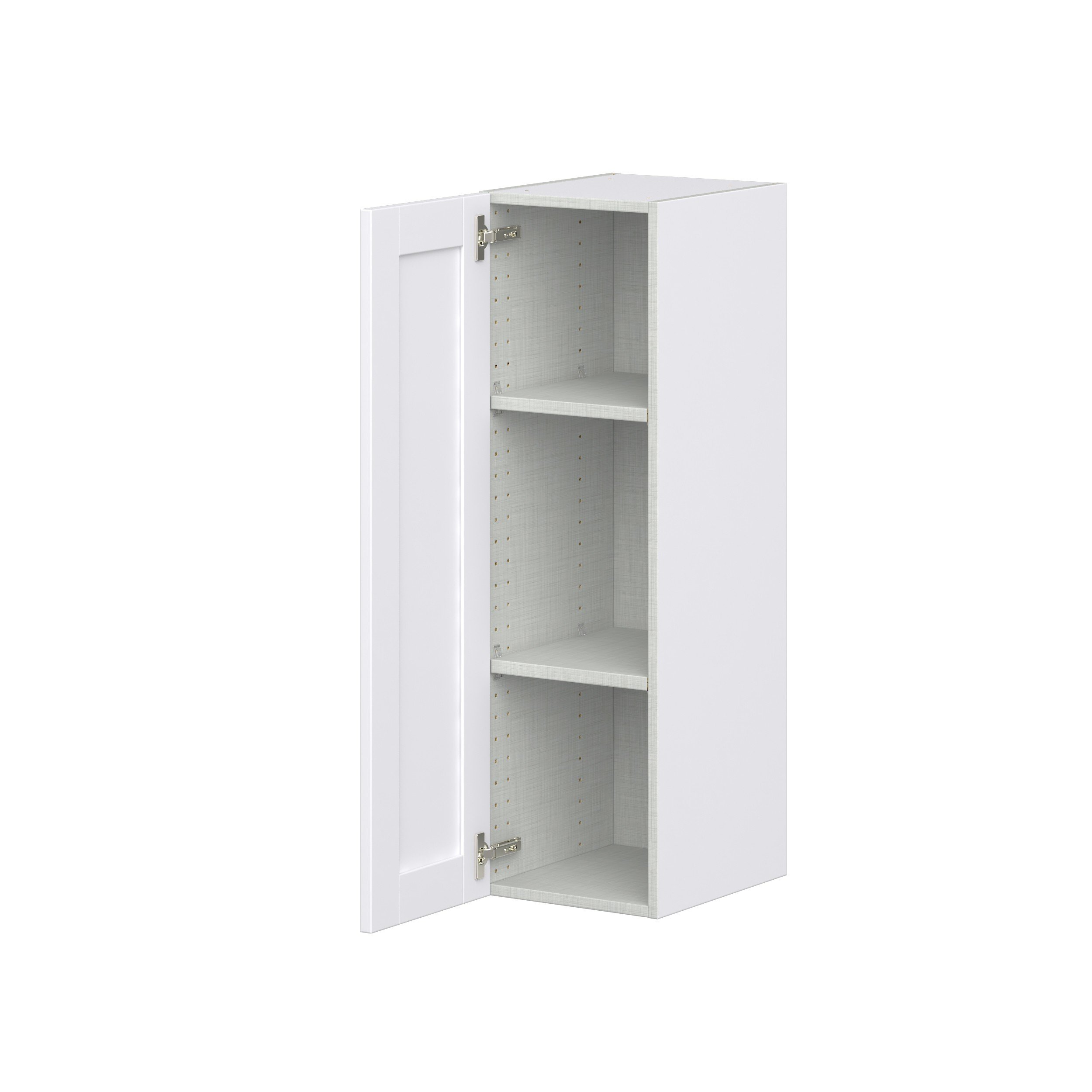 Dahlia Bright White Shaker Assembled Wall Cabinet with Full High Door (12 in. W x 40 in. H x 14 in. D)