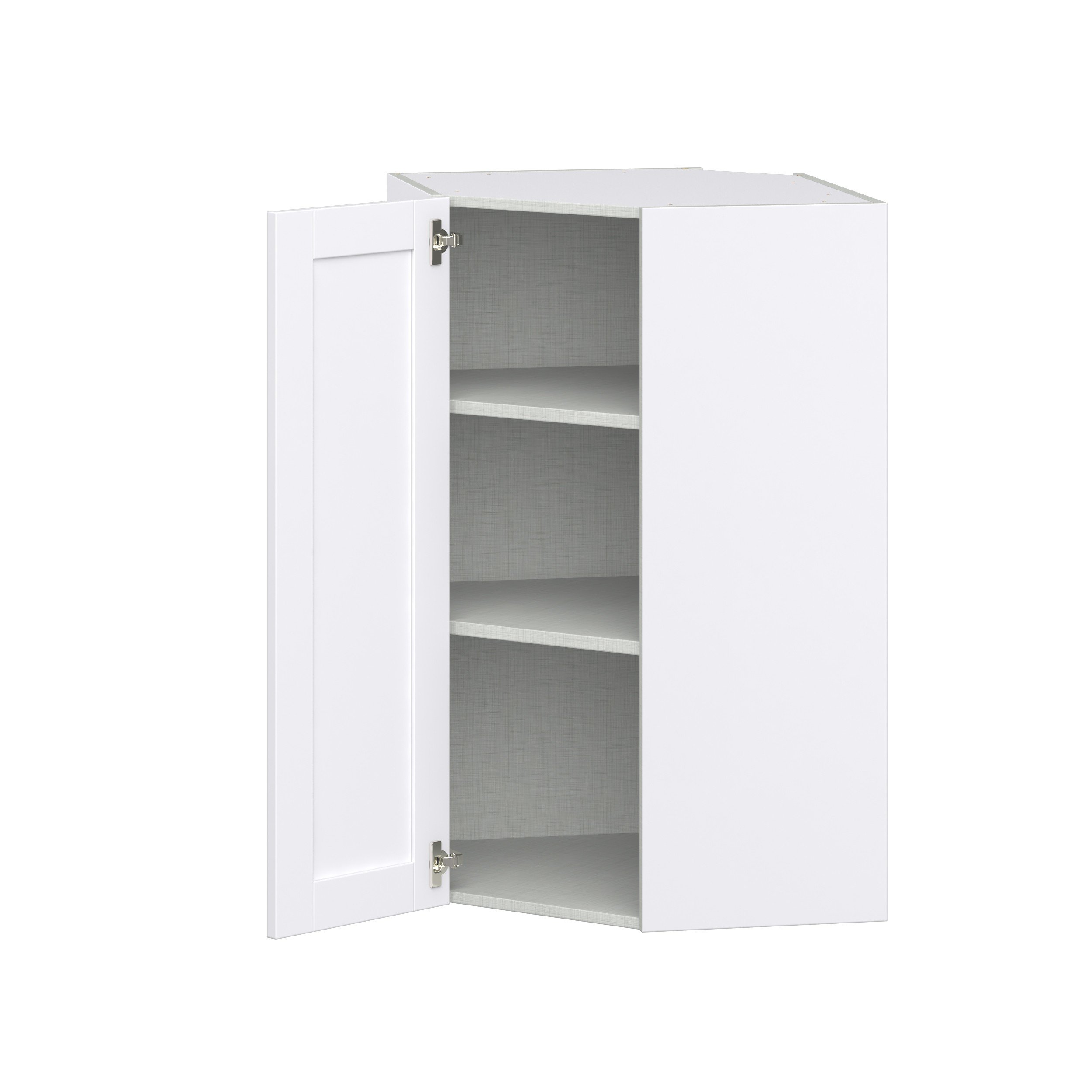 Dahlia Bright White Shaker Assembled Wall Diagonal Corner Cabinet with a Door (24 in. W x 40 in. H x 24 in. D)