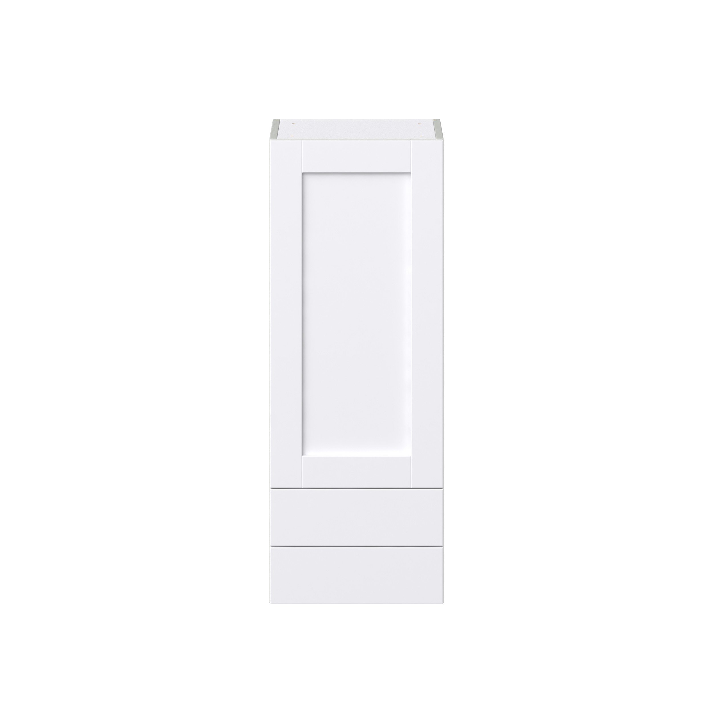 Dahlia Bright White Shaker Assembled Wall Cabinet with a Door and Two 5 in. Drawers (15 in. W x 40 in. H x 14 in. D)