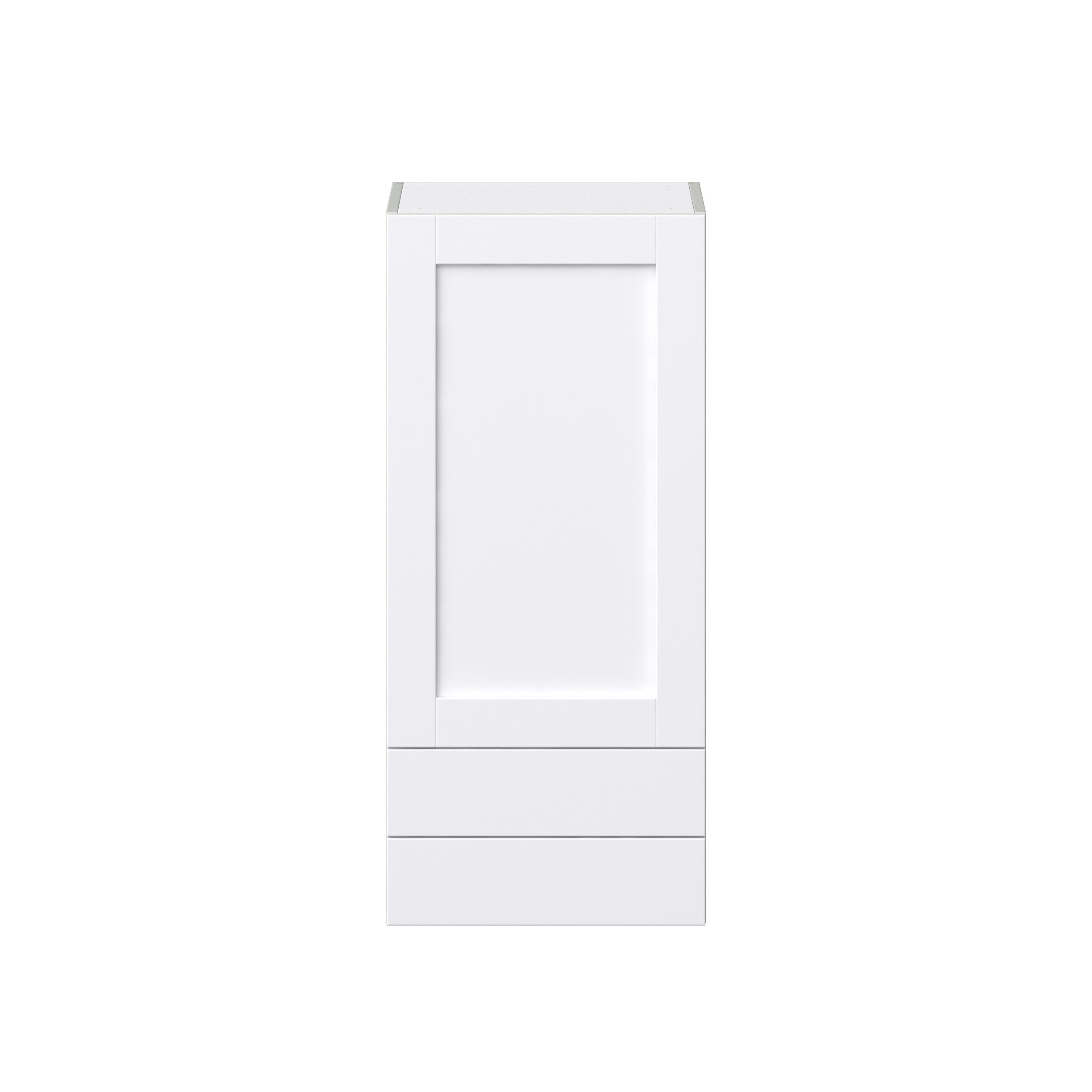 Dahlia Bright White Shaker Assembled Wall Cabinet with a Door and Two 5 in. Drawers (18 in. W x 40 in. H x 14 in. D)