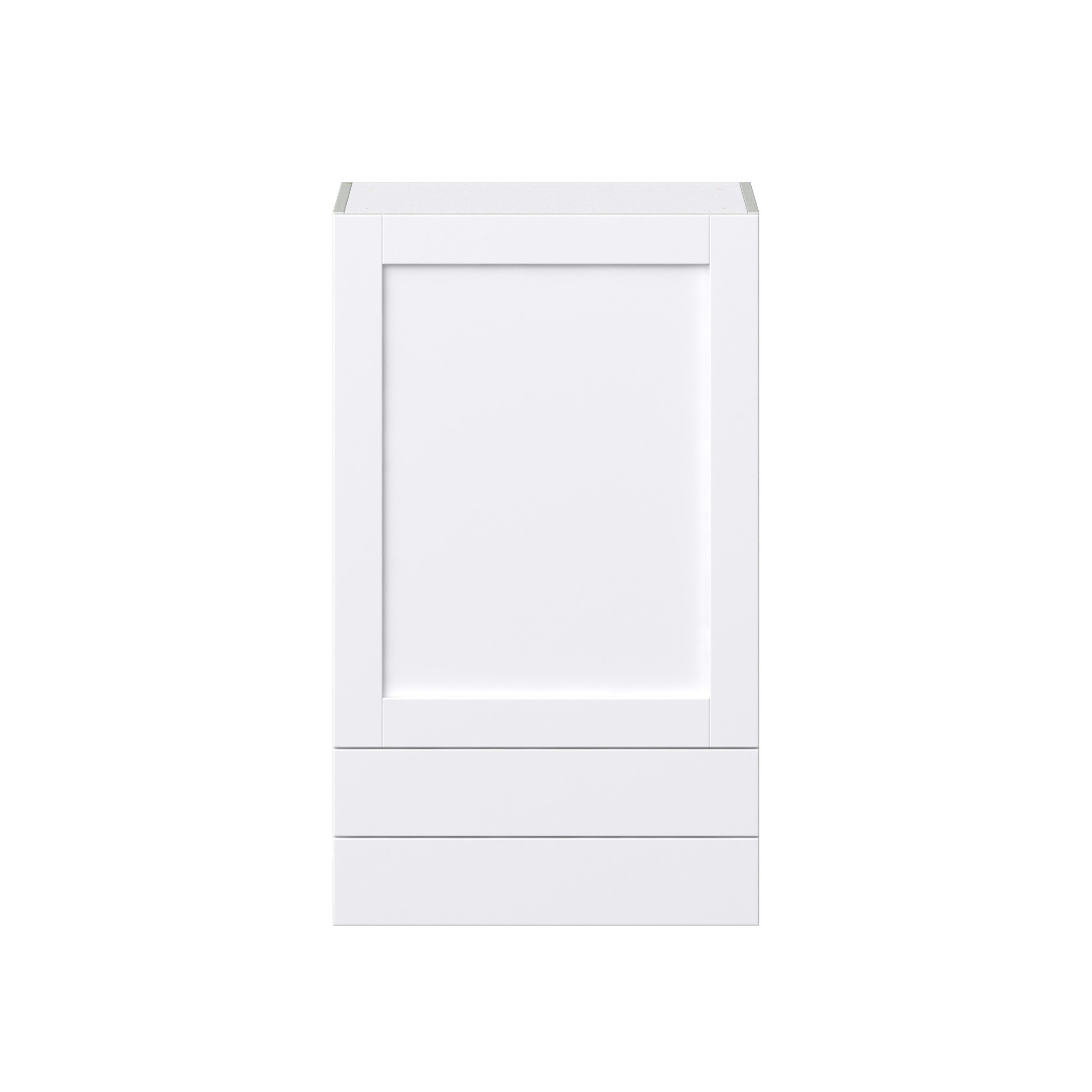 Dahlia Bright White Shaker Assembled Wall Cabinet with a Door and Two 5 in. Drawers (24 in. W x 40 in. H x 14 in. D)