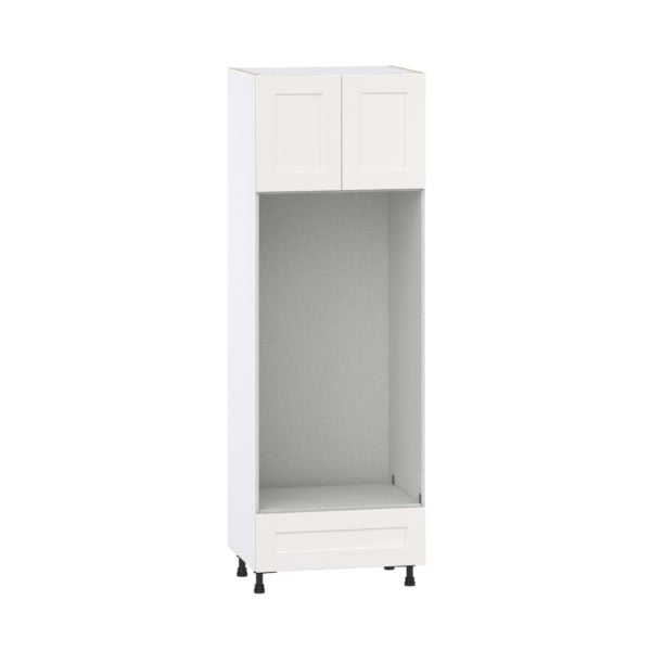 Jasmine Painted Warm White  Shaker Assembled Pantry Micro/Oven Cabinet with Drawer (30 in. W X 89.5 in. H X 24 in. D)