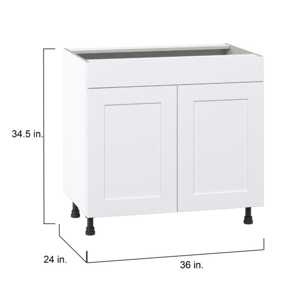 Jasmine Painted Warm White  Shaker Assembled Sink Base Cabinet with 2 Doors and 1 False Front (36 in. W x 34.5 in. H x 24 in. D)