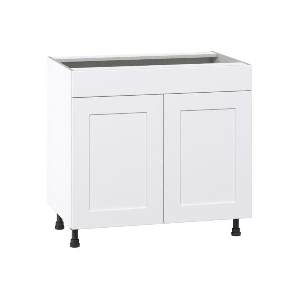 Jasmine Painted Warm White  Shaker Assembled Sink Base Cabinet with 2 Doors and 1 False Front (36 in. W x 34.5 in. H x 24 in. D)