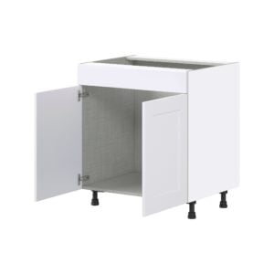 Jasmine Painted Warm White  Shaker Assembled Sink Base Cabinet with 2 Doors and 1 False Front (30 in. W x 34.5 in. H x 24 in. D)