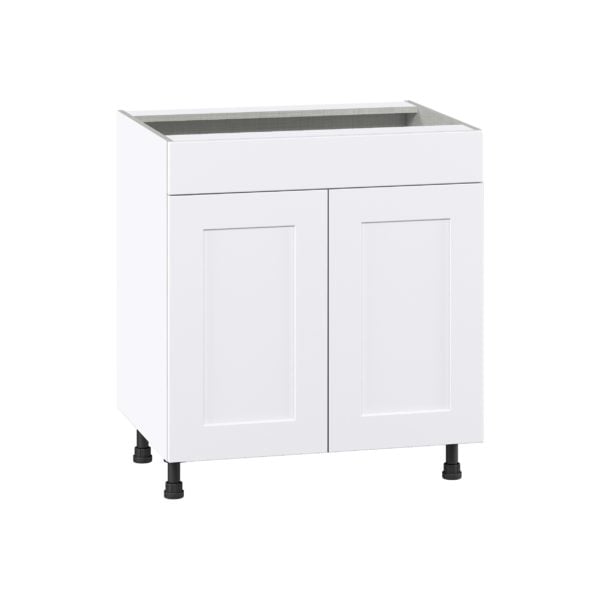 Jasmine Painted Warm White  Shaker Assembled Sink Base Cabinet with 2 Doors and 1 False Front (30 in. W x 34.5 in. H x 24 in. D)