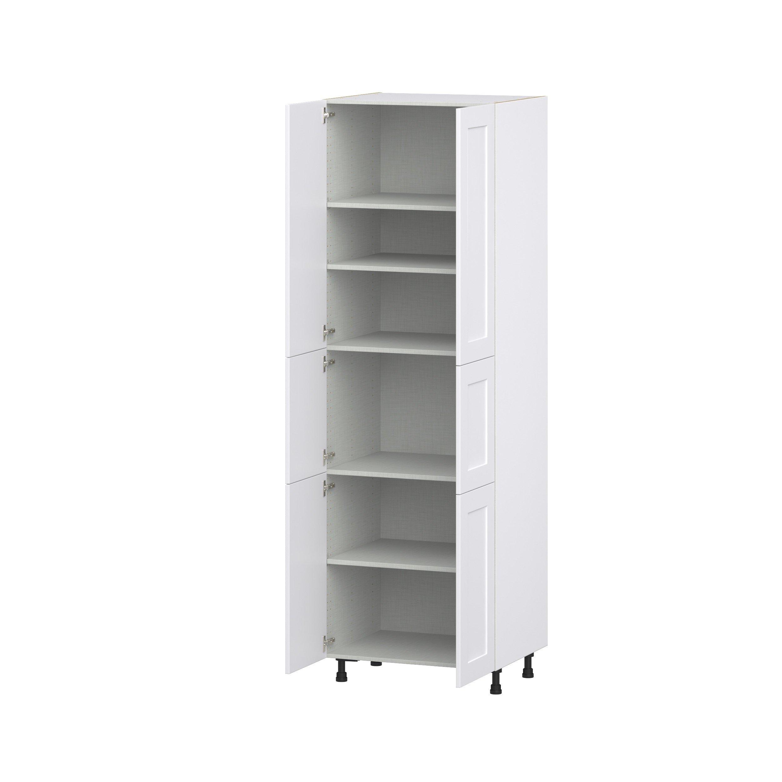 Jasmine Painted Warm White Shaker Assembled Pantry Cabinet with 5 Shelves (30 in. W x 94.5 in. H x 24 in. D)