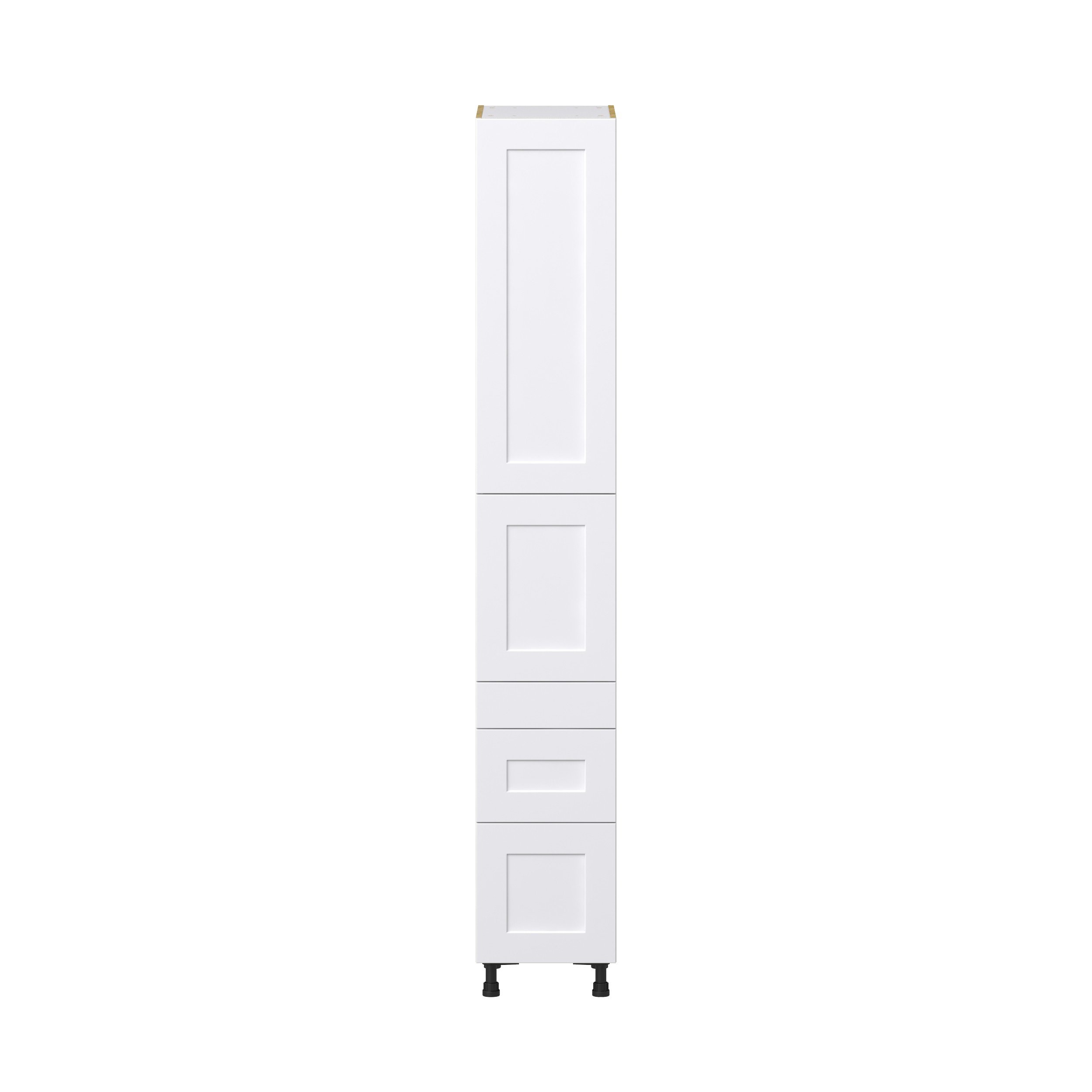 Jasmine Painted Warm White Shaker Assembled Pantry Cabinet with 3 Drawers and 2 Inner Drawers (15 in. W x 94.5 in. H x 24 in. D)