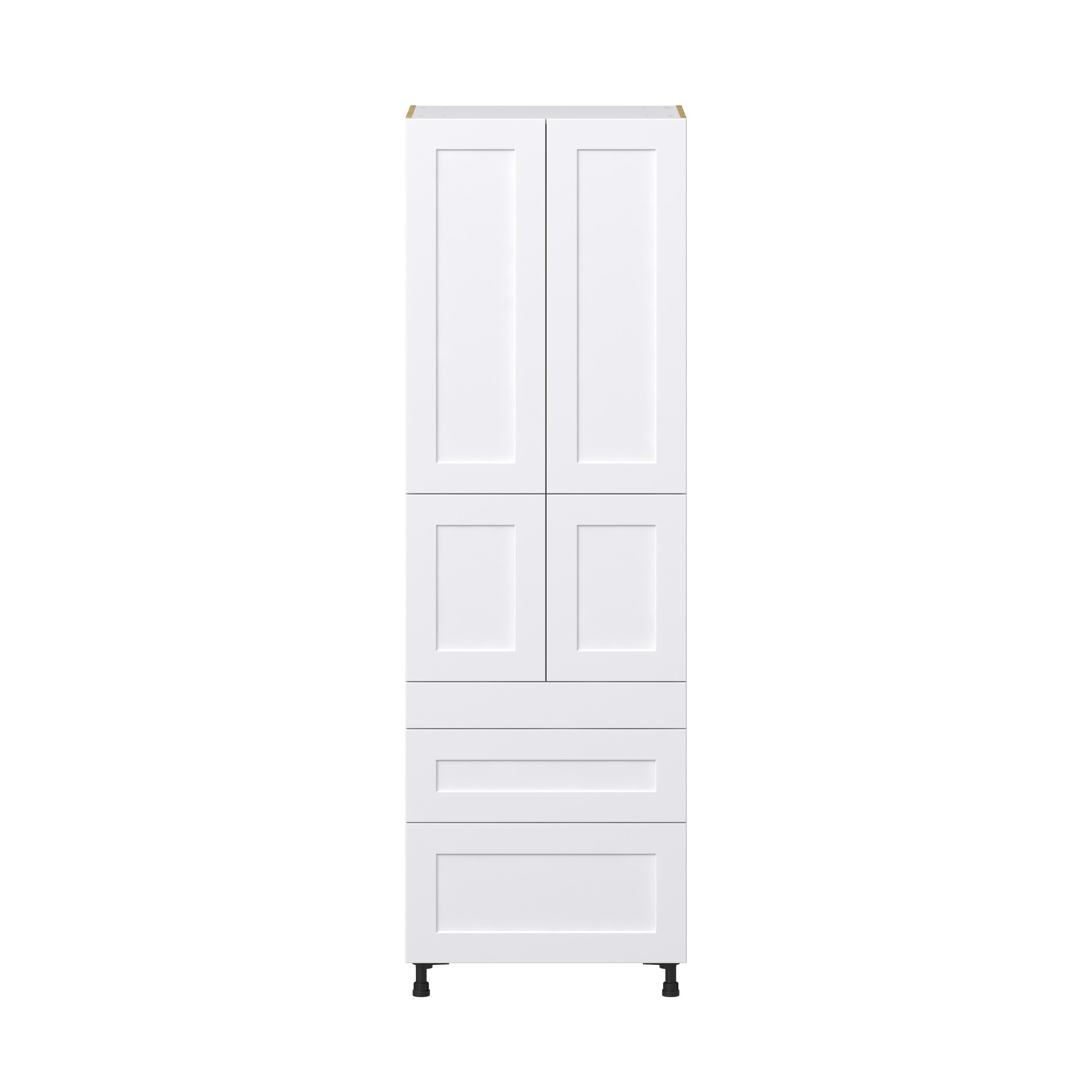 Jasmine Painted Warm White Shaker Assembled Pantry Cabinet with 3 Drawers and 2 Inner Drawers (30 in. W x 94.5 in. H x 24 in. D)