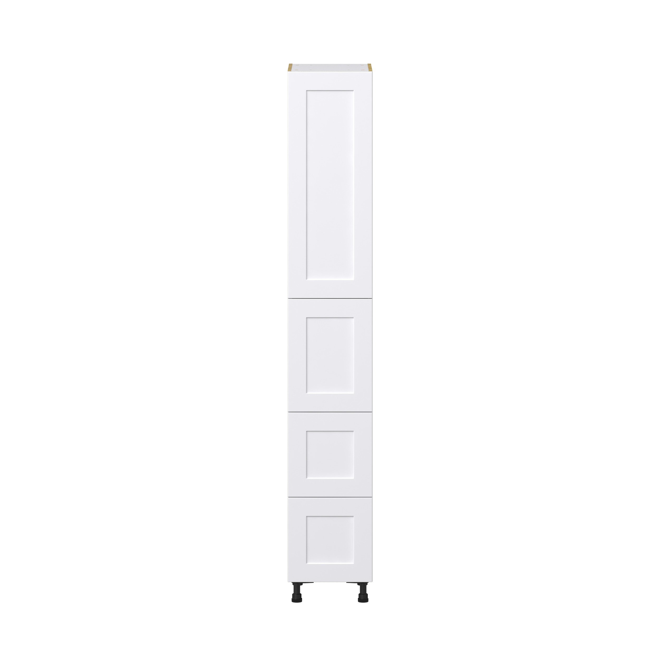 Jasmine Painted Warm White Shaker Assembled Pantry Cabinet 2 Doors with 2 Drawers and 2 Inner Drawers (15 in. W X 94.5 in. H X 24 in. D)