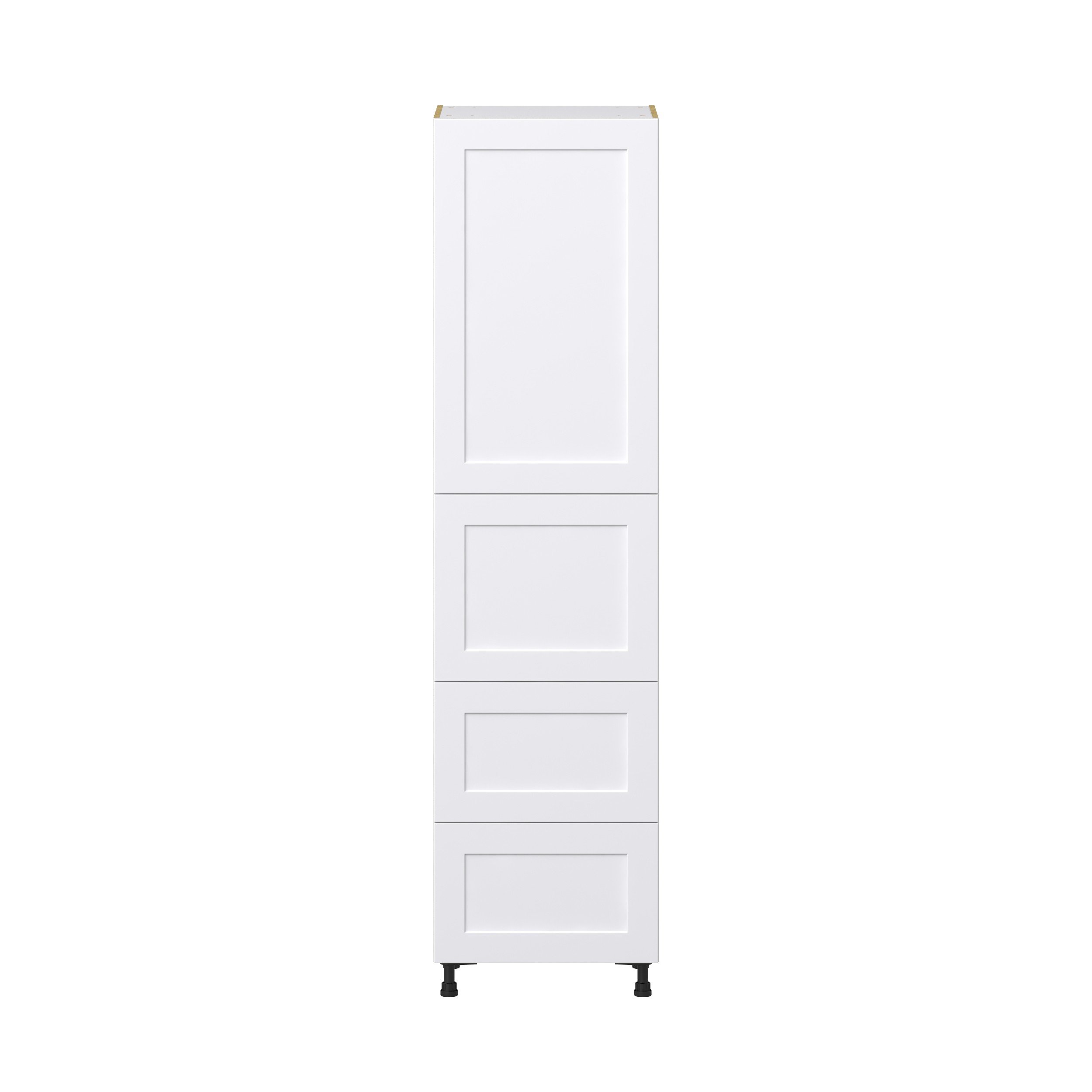 Jasmine Painted Warm White Shaker Assembled Pantry Cabinet 1 Doors with 2 Drawers and 2 Inner Drawers (24 in. W X 94.5 in. H X 24 in. D)