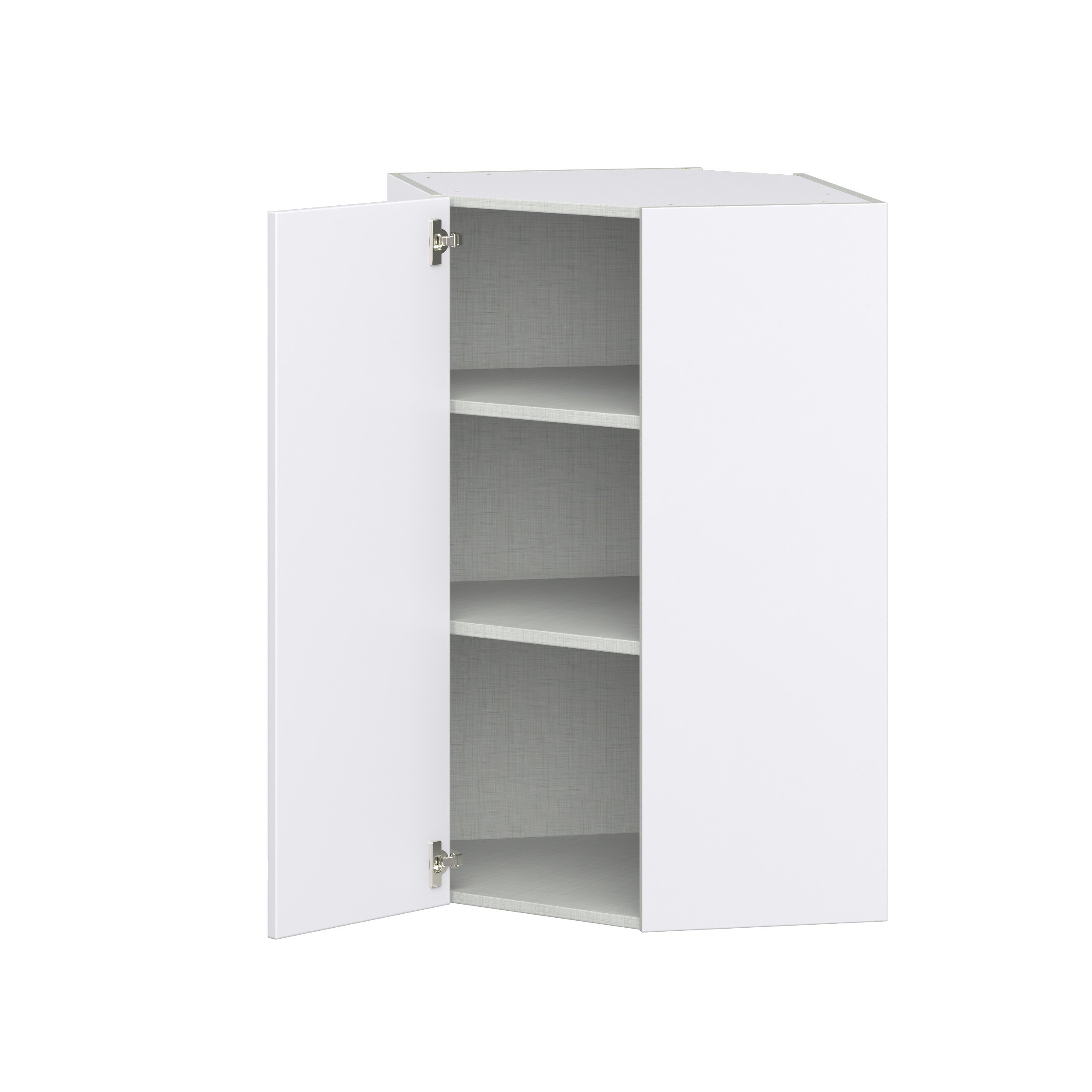 Jasmine Painted Warm White Shaker Assembled Wall Diagonal Corner Cabinet with a Door (24 in. W x 40 in. H x 24 in. D)