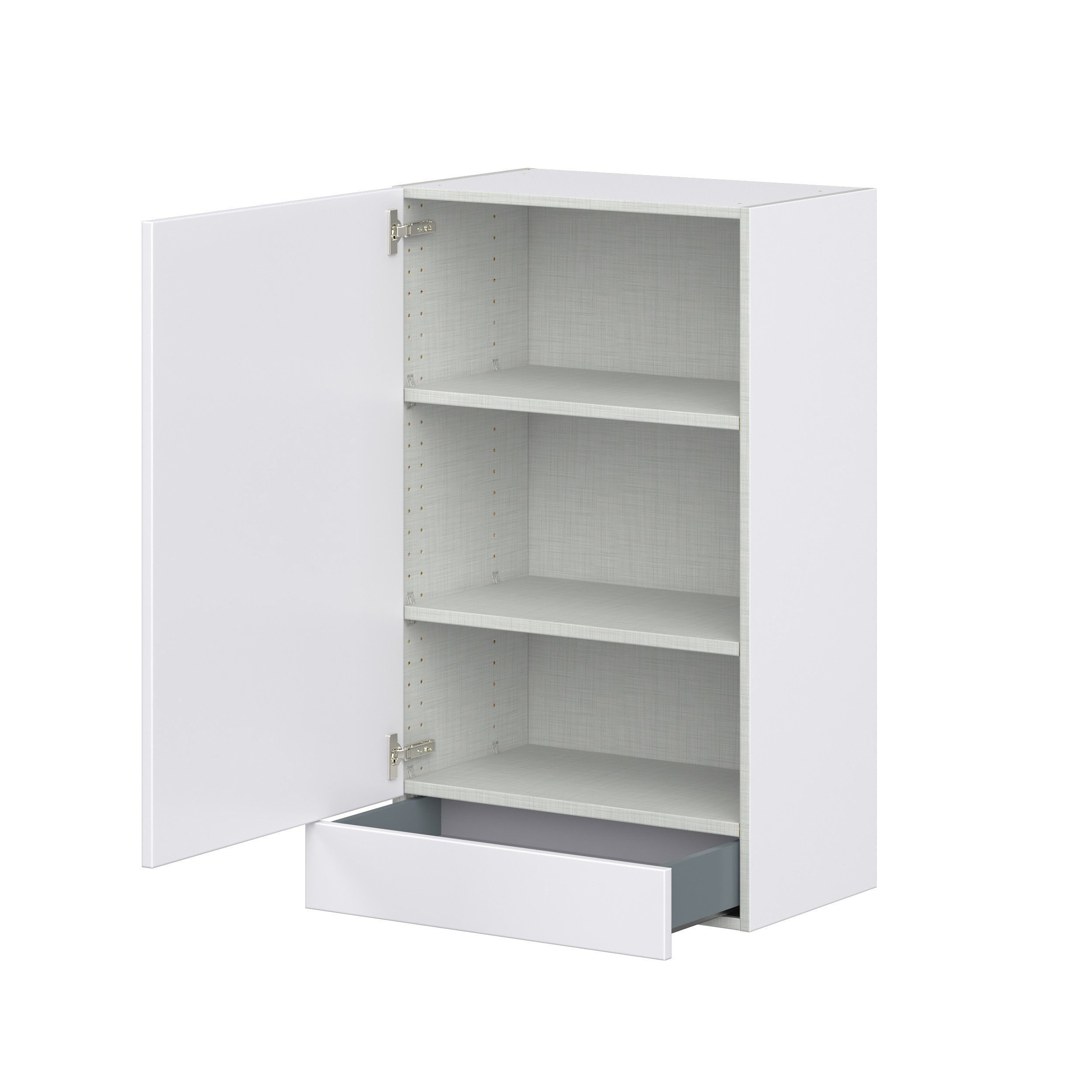 Jasmine Painted Warm White Shaker Assembled Wall Cabinet with a Door and a 5 in. Drawer (24 in. W x 40 in. H x 14 in. D)