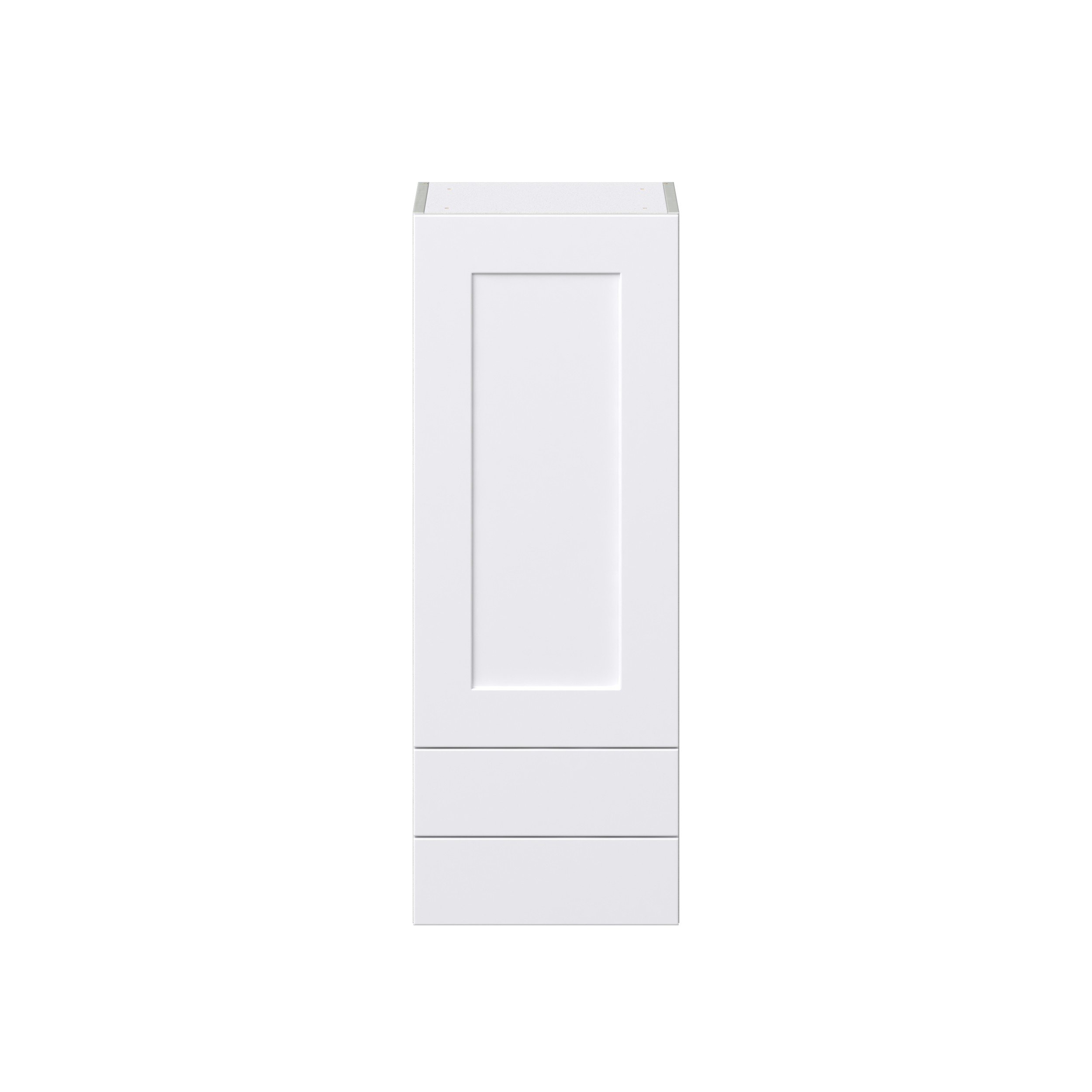 Jasmine Painted Warm White Shaker Assembled Wall Cabinet with a Door and Two 5 in. Drawers (15 in. W x 40 in. H x 14 in. D)