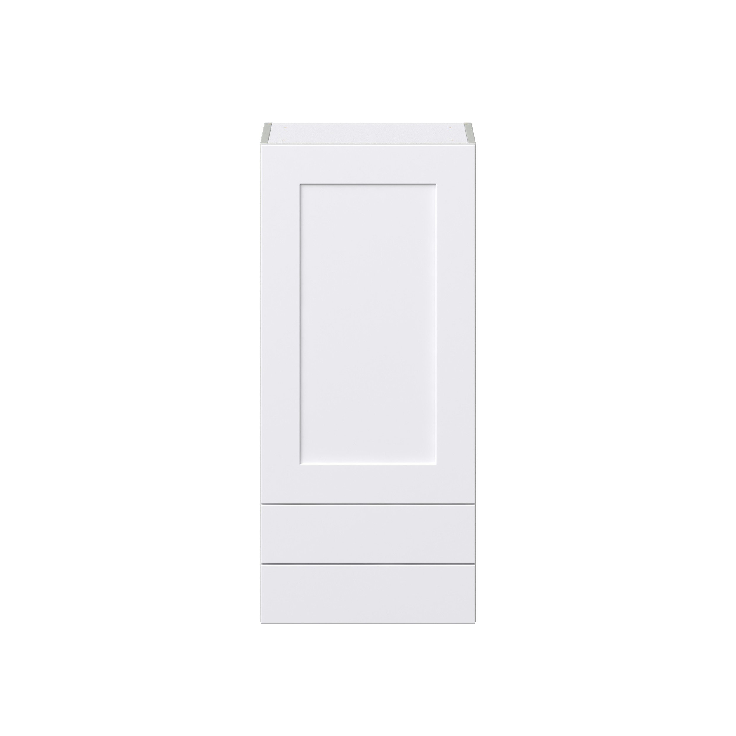 Jasmine Painted Warm White Shaker Assembled Wall Cabinet with a Door and Two 5 in. Drawers (18 in. W x 40 in. H x 14 in. D)