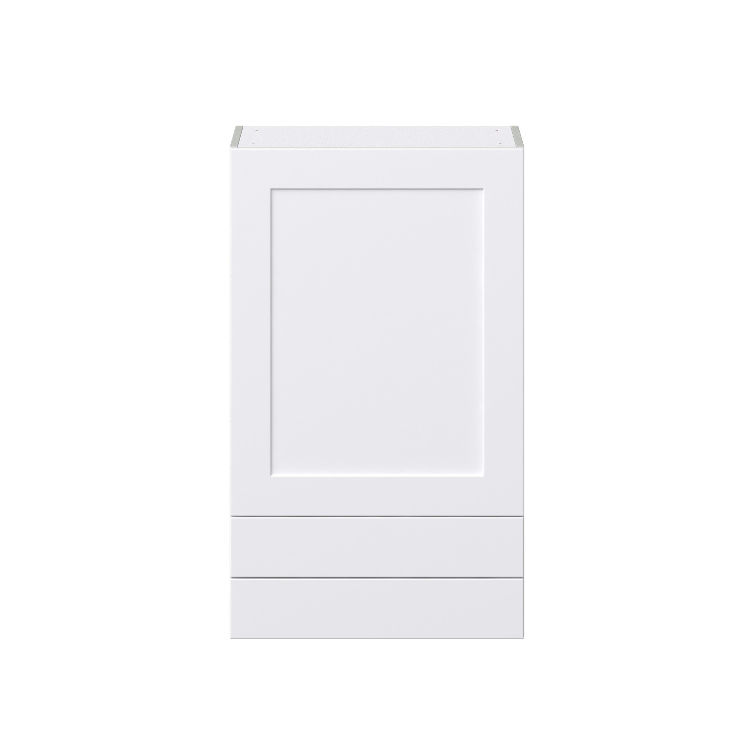 Jasmine Painted Warm White Shaker Assembled Wall Cabinet with a Door and Two 5 in. Drawers (24 in. W x 40 in. H x 14 in. D)