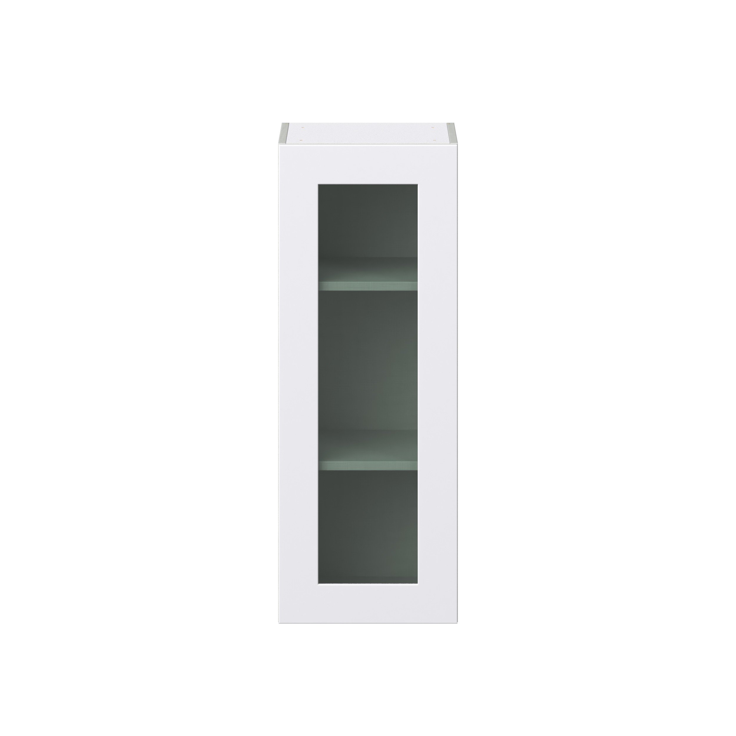 Jasmine Painted Warm White Shaker Assembled Wall Cabinet with a Full High Glass Door (15 in. W x 40 in. H x 14 in. D)