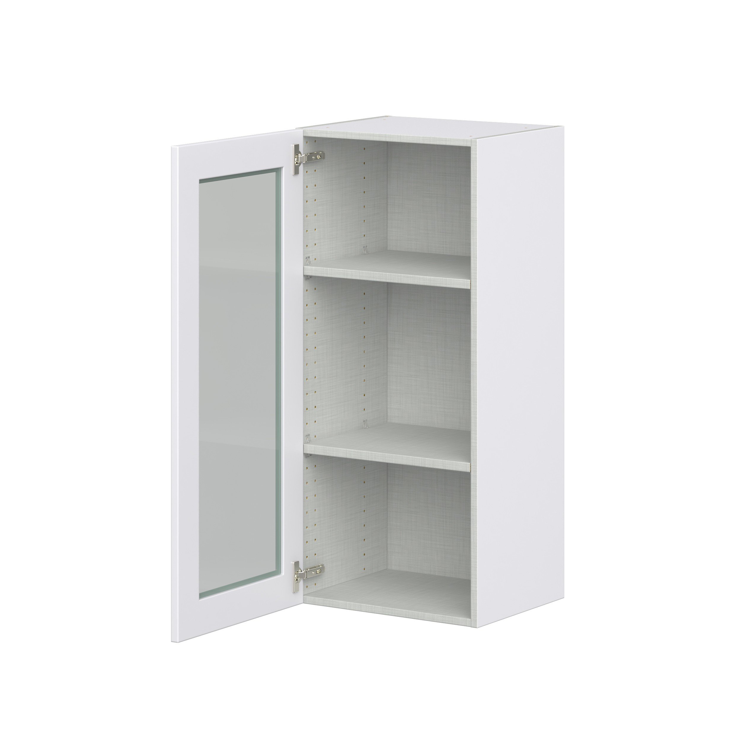 Jasmine Painted Warm White Shaker Assembled Wall Cabinet with a Full High Glass Door (18 in. W x 40 in. H x 14 in. D)