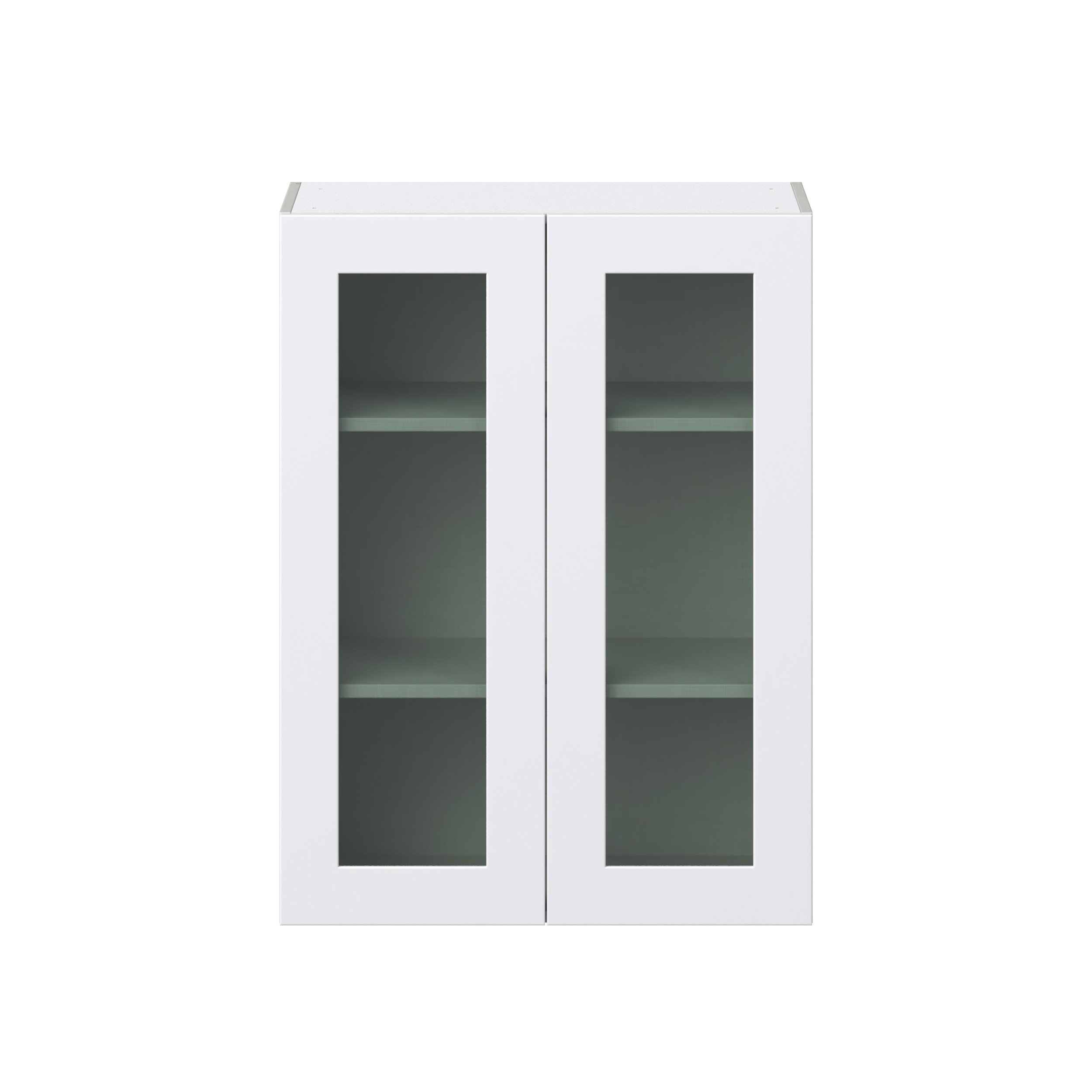 Jasmine Painted Warm White Shaker Assembled Wall Cabinet with 2 Glass Door (30 in. W x 40 in. H x 14 in. D)