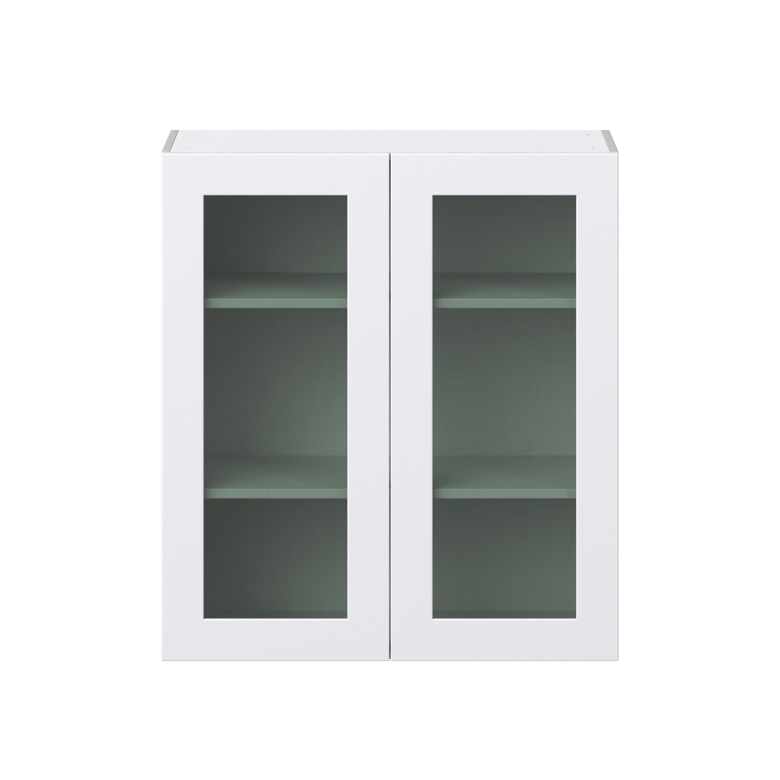 Jasmine Painted Warm White Shaker Assembled Wall Cabinet with 2 Glass Door (36 in. W x 40 in. H x 14 in. D)