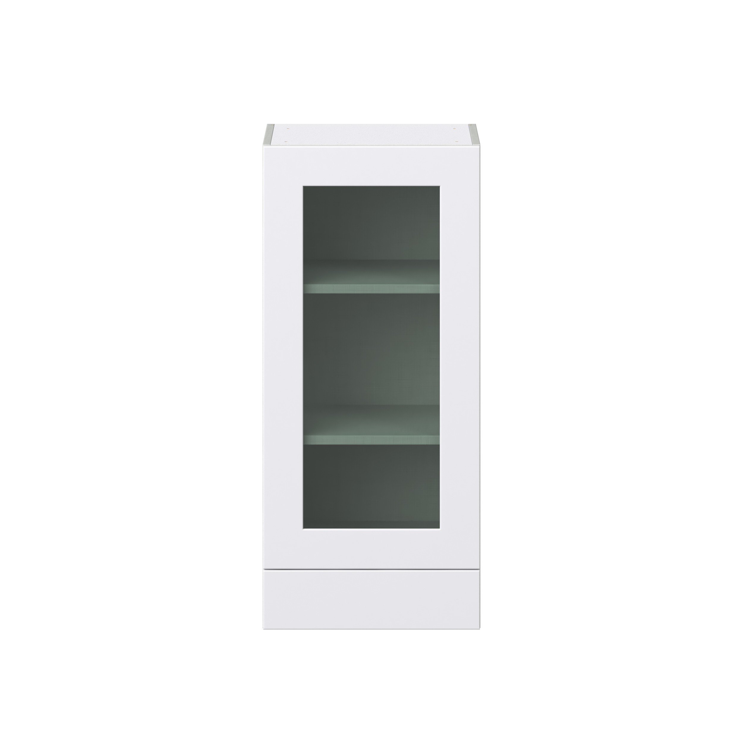 Jasmine Painted Warm White Shaker Assembled Wall Cabinet with a Glass Door and a 5 in. Drawer (18 in. W x 40 in. H x 14 in. D)