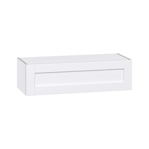 Lily Bright White  Slab Assembled Deep Wall Bridge Cabinet with Lift Up Door (30 in. W X 10 in. H X 24 in. D)