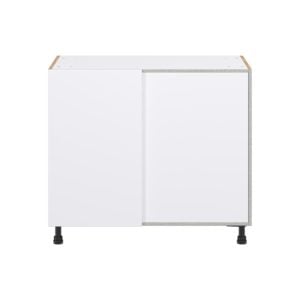 Lily Bright White  Slab Assembled Blind Base Corner  Cabinet with Right Pull Out (39 in. W x 34.5 in. H x 24 in. D)