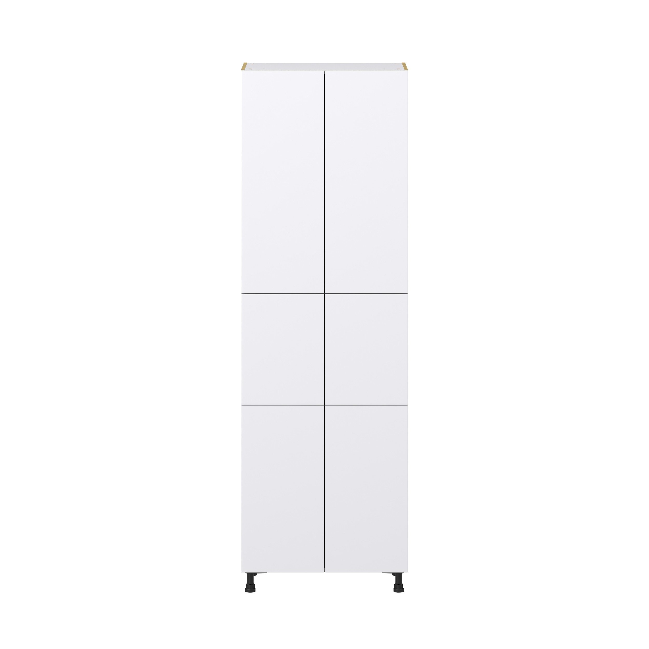 Lily Bright White Slab Assembled Pantry Cabinet with 5 Shelves (30 in. W x 94.5 in. H x 24 in. D)