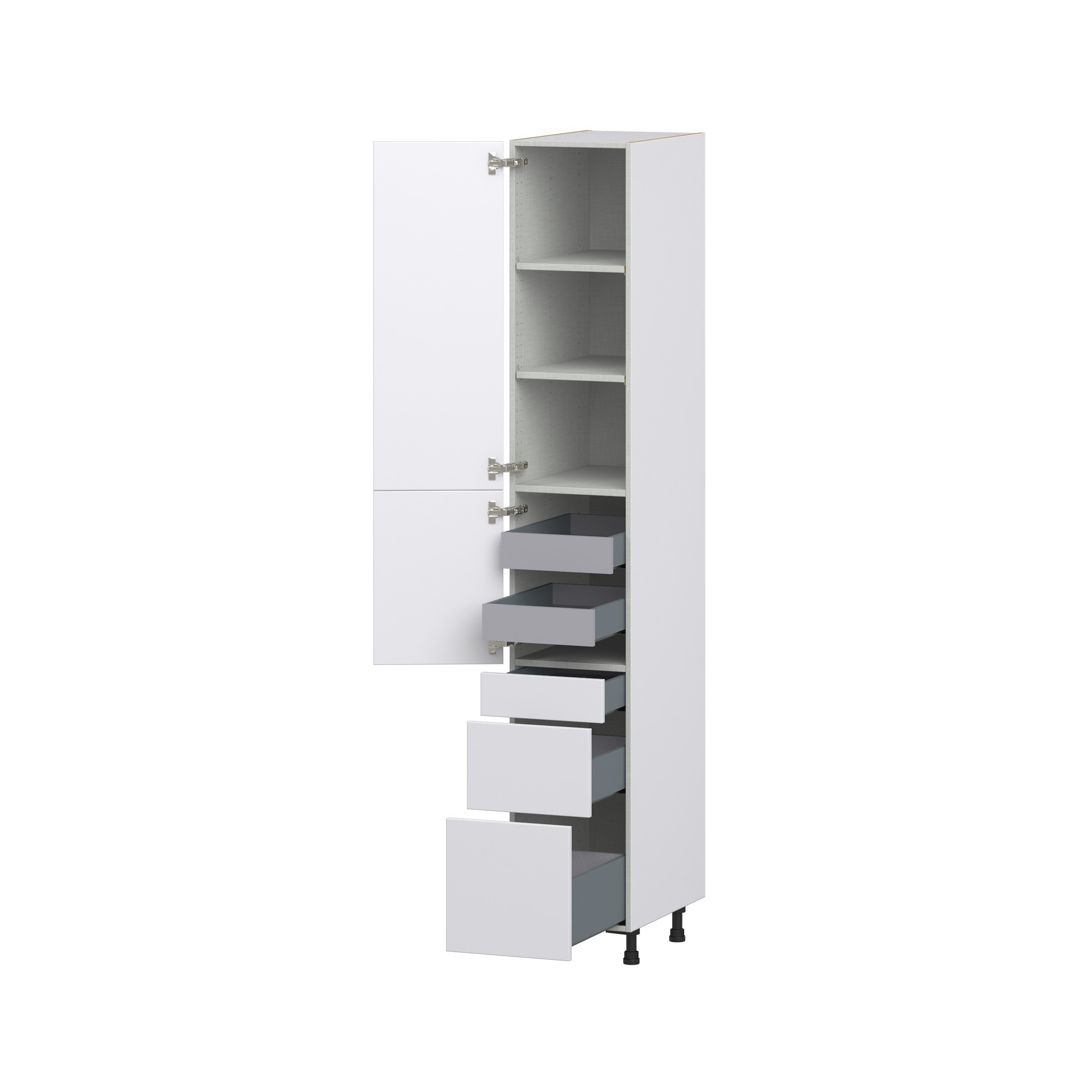 Lily Bright White Slab Assembled Pantry Cabinet with 3 Drawers and 2 Inner Drawers (15 in. W x 94.5 in. H x 24 in. D)