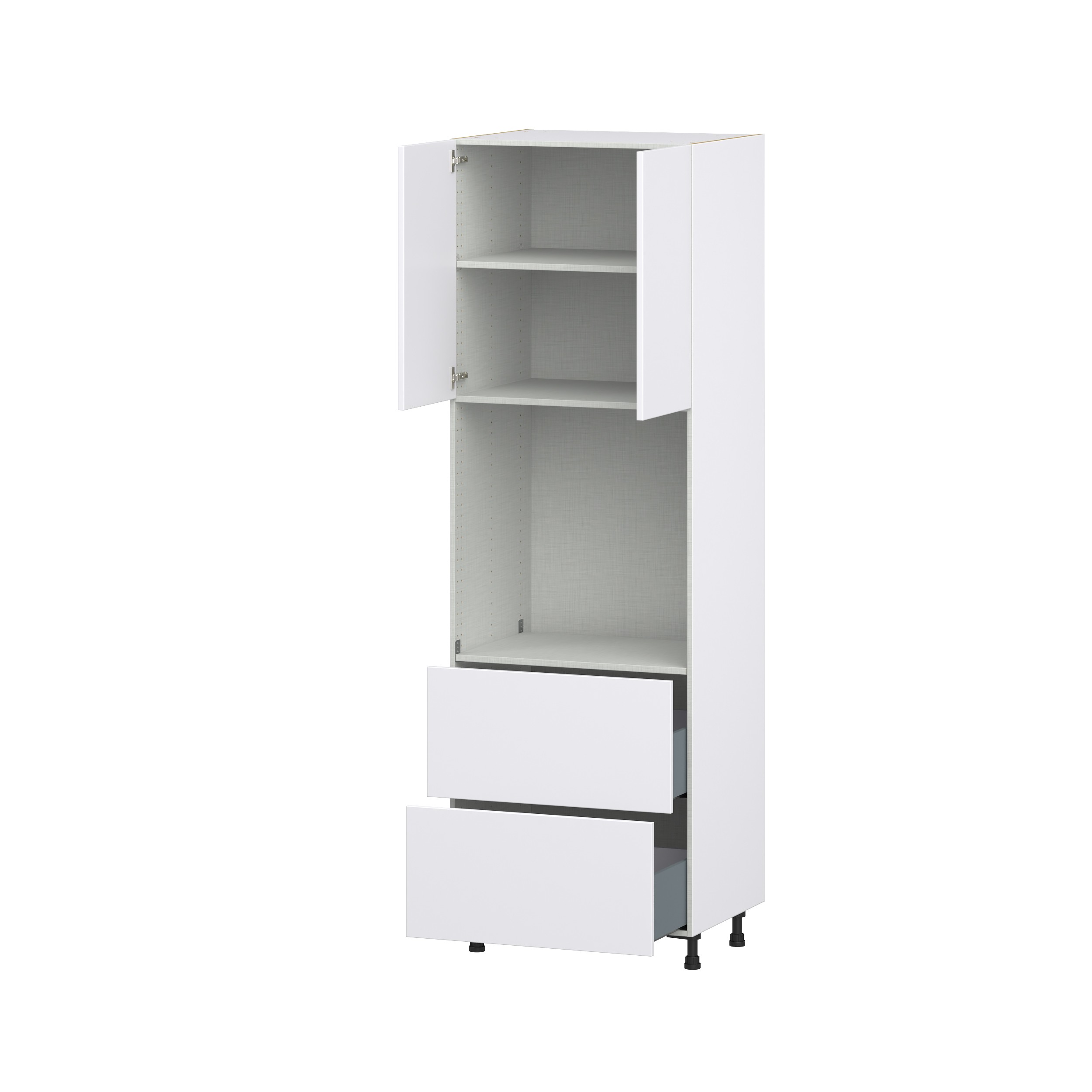 Lily Bright White Slab Assembled Pantry Single Oven Cabinet with 2 Drawer (30 in. W X 94.5 in. H X 24 in. D)