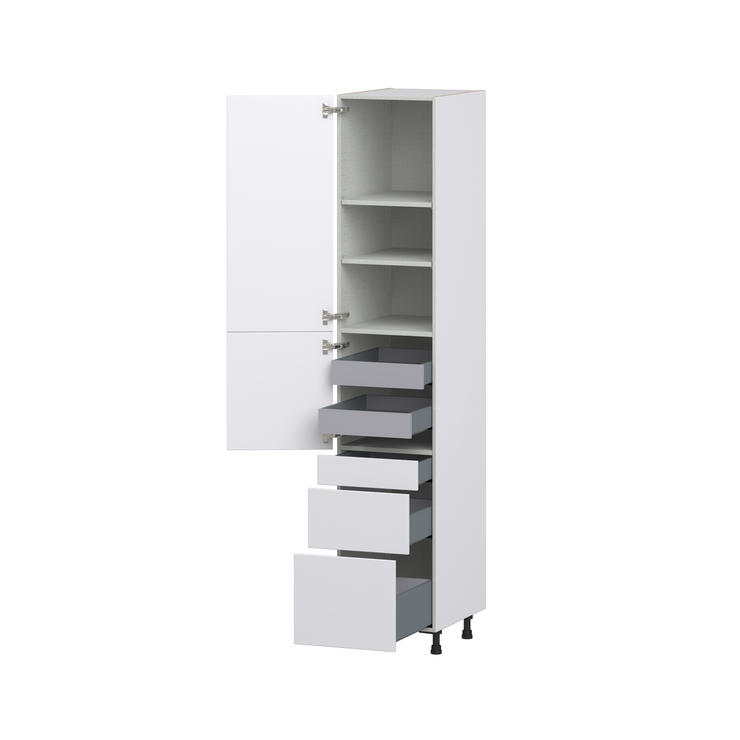 Lily Bright White Slab Assembled Pantry Cabinet with 3 Drawers and 2 Inner Drawers (18 in. W X 94.5 in. H X 24 in. D)