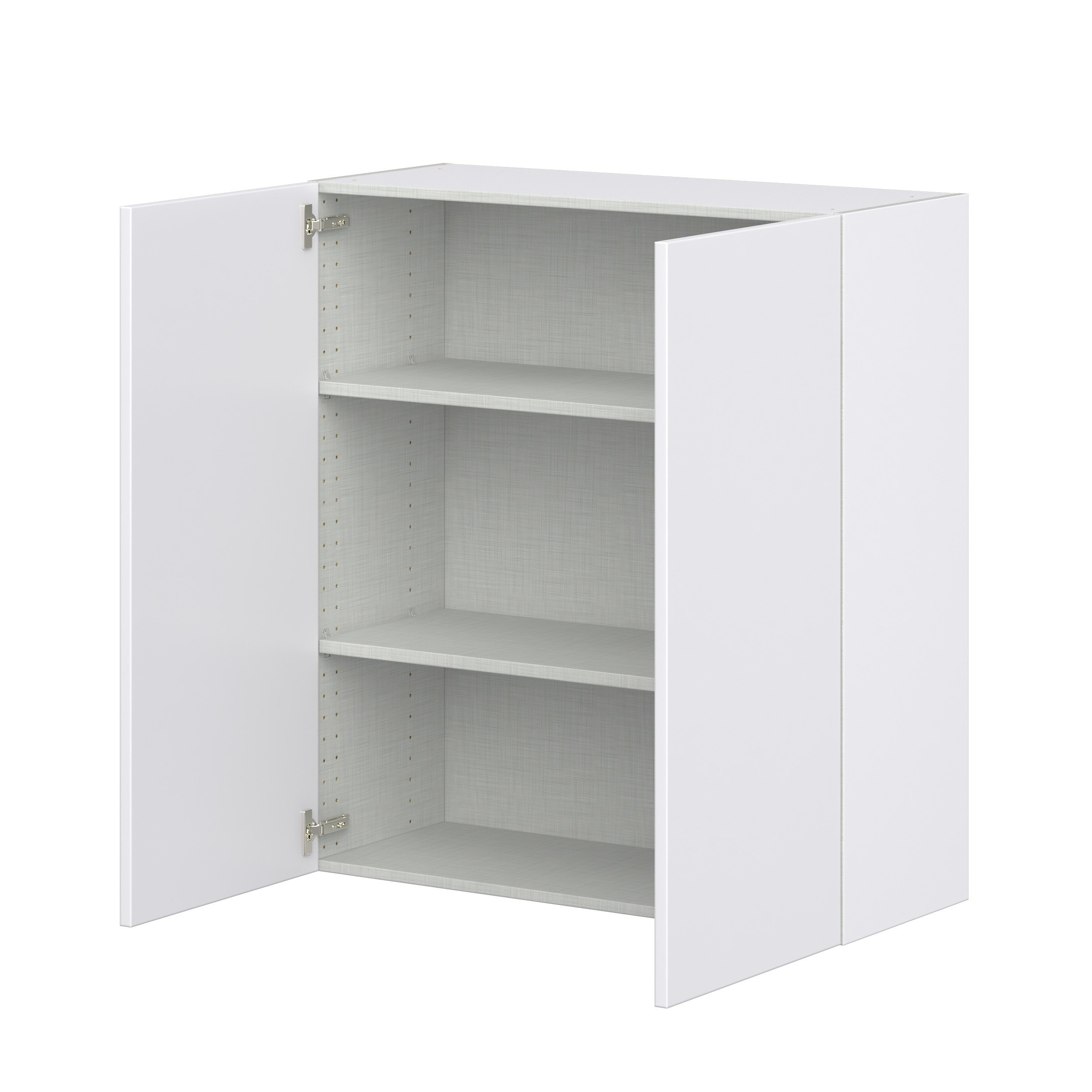 Lily Bright White Slab Assembled Wall Cabinet with 2 Full High Doors (36 in. W x 40 in. H x 14 in. D)