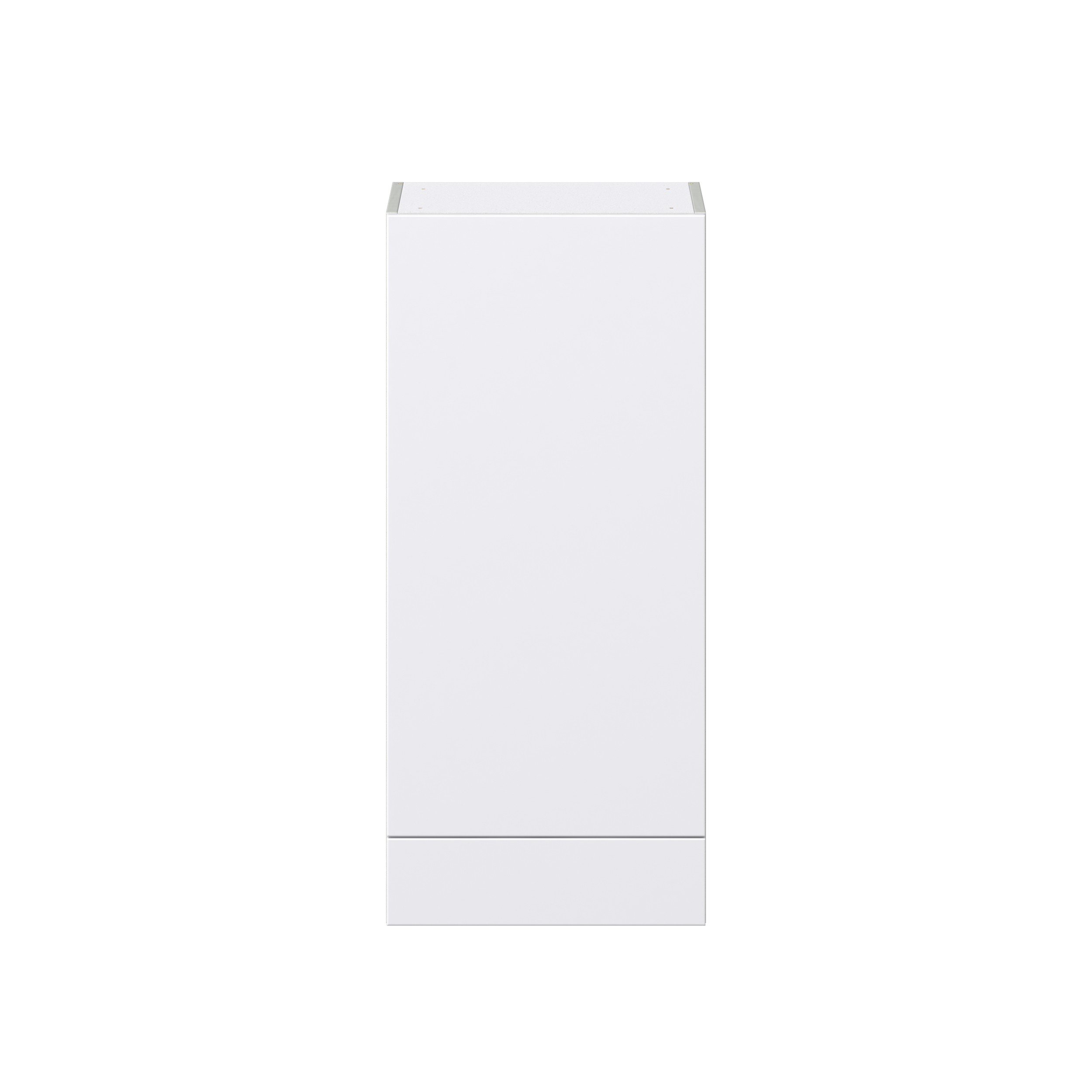 Lily Bright White Slab Assembled Wall Cabinet with a Door and a 5 in. Drawer (18 in. W x 40 in. H x 14 in. D)