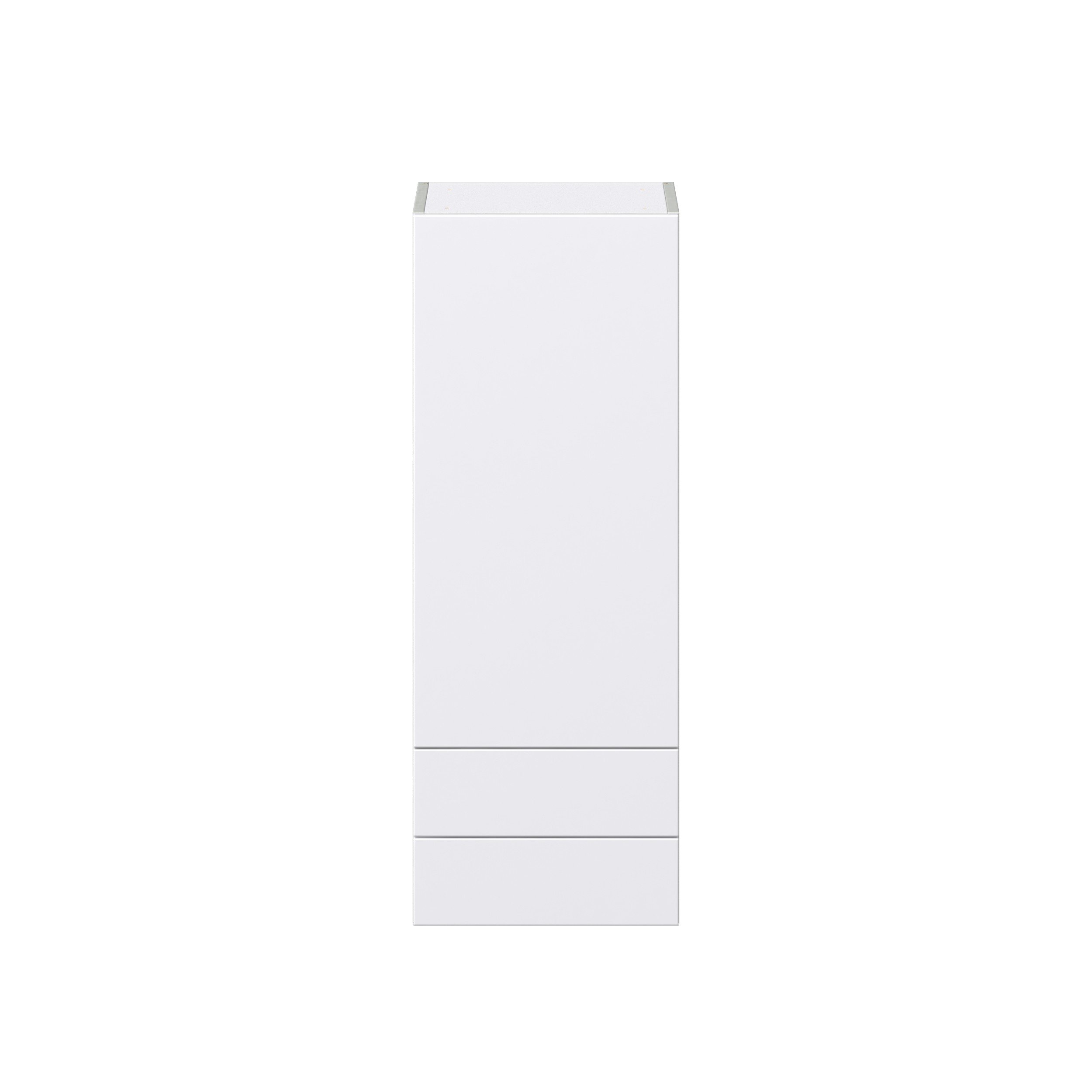 Lily Bright White Slab Assembled Wall Cabinet with a Door and Two 5 in. Drawers (15 in. W x 40 in. H x 14 in. D)