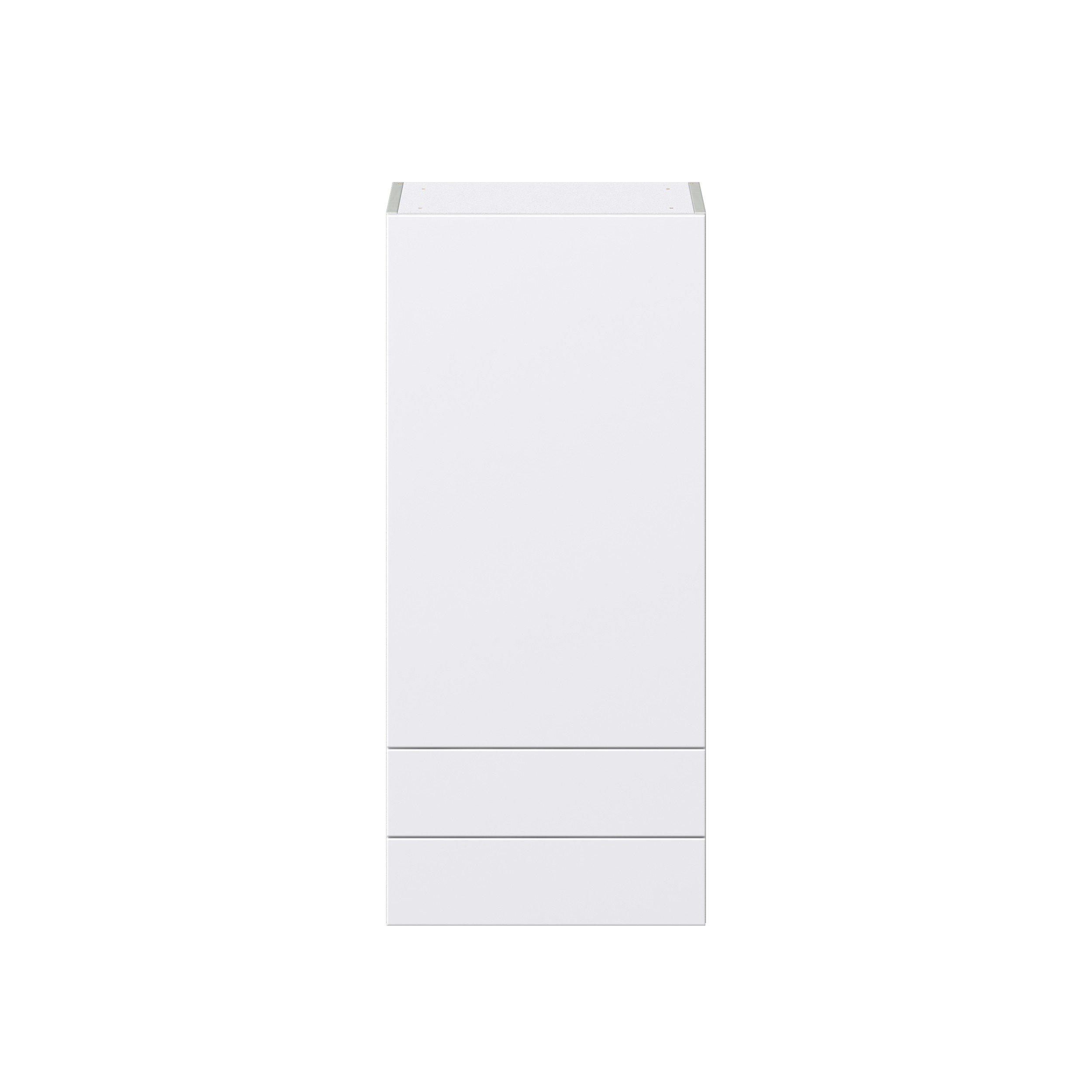 Lily Bright White Slab Assembled Wall Cabinet with a Door and Two 5 in. Drawers (18 in. W x 40 in. H x 14 in. D)