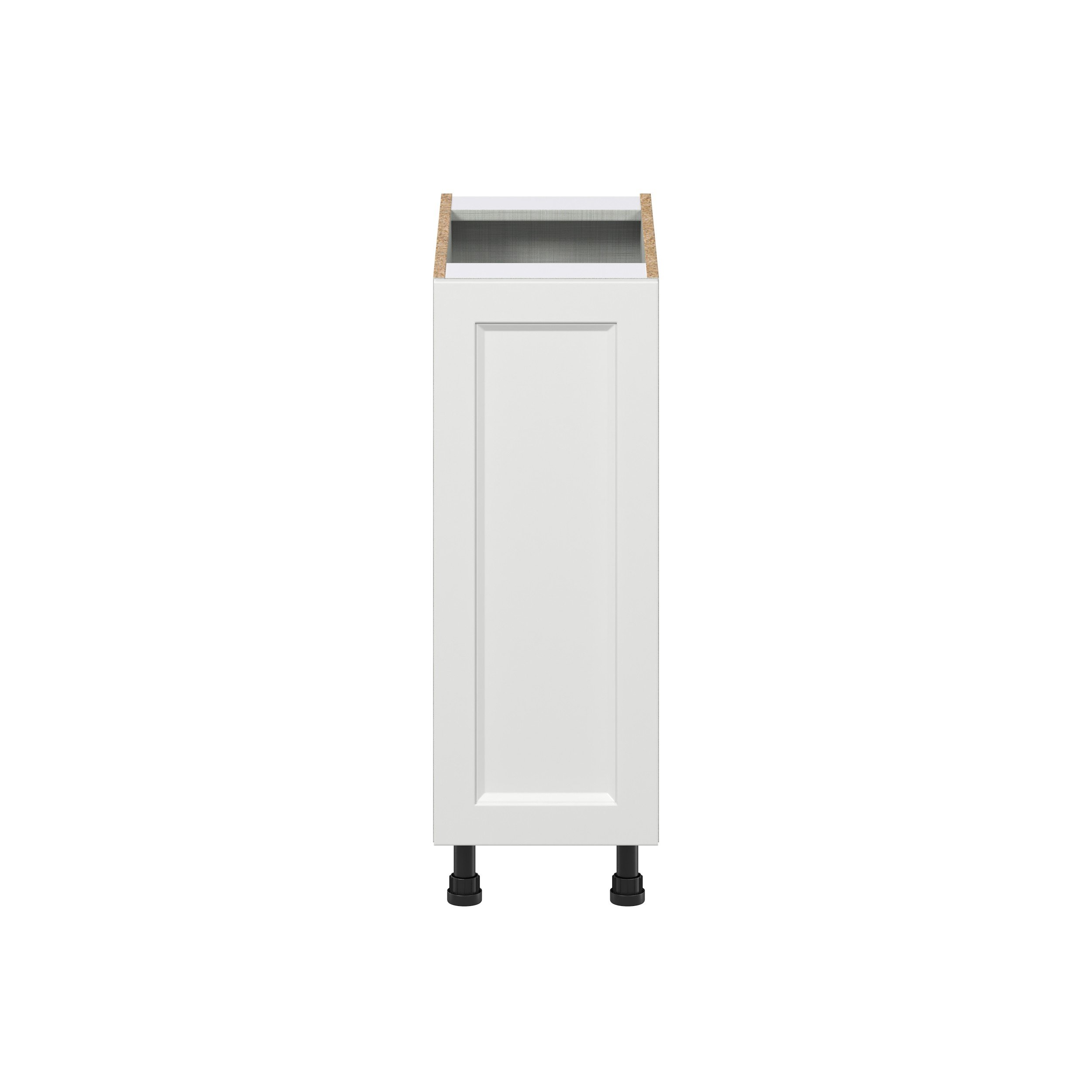 Magnolia Painted Bright White Recessed Assembled Full High Door with Pull Out Left Spice Rack Kitchen Cabinet (12 in. W x 34.5 in. H x 24 in. D)