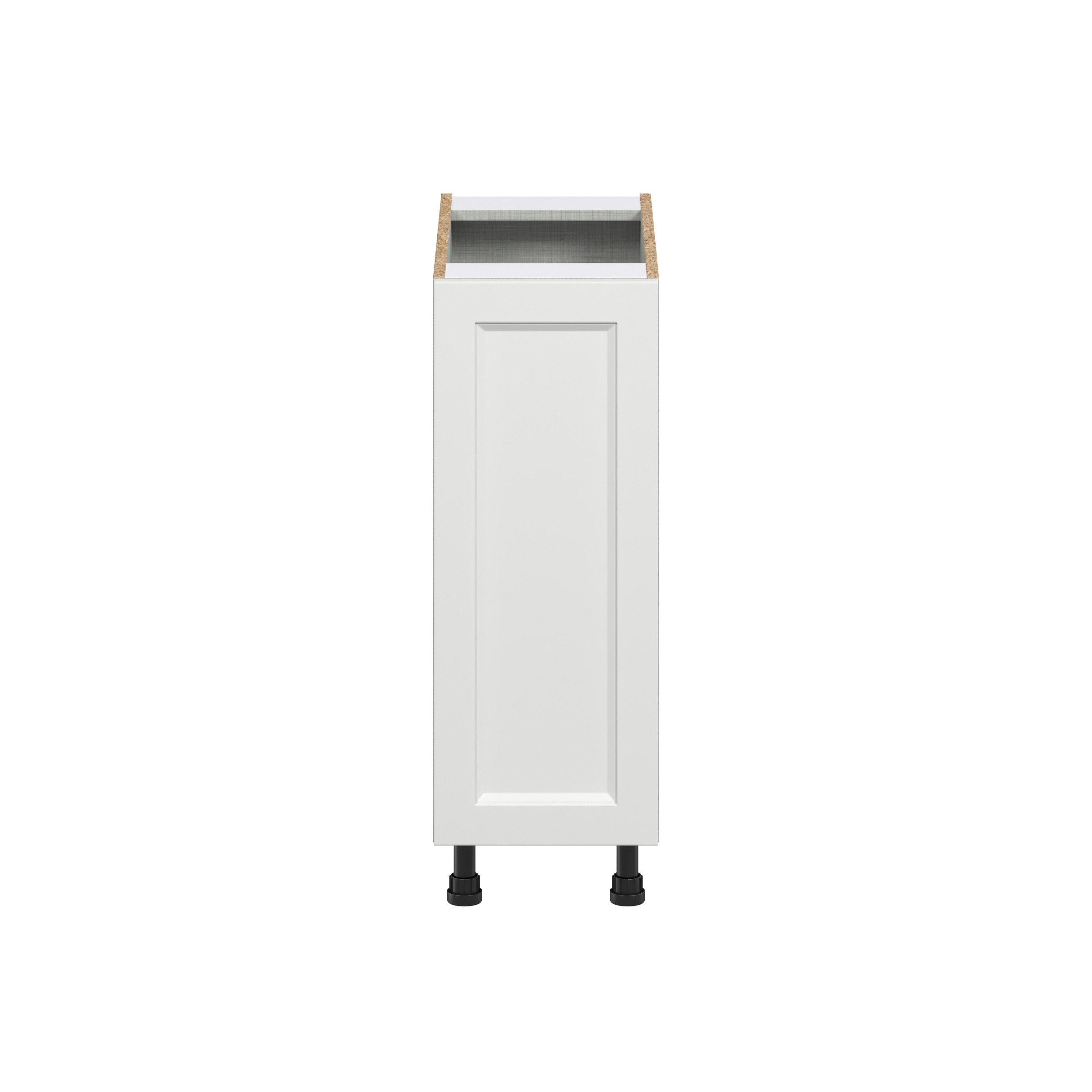 Magnolia Painted Bright White Recessed Assembled Full High Door with Pull Out Right Spice Rack Kitchen Cabinet (12 in. W x 34.5 in. H x 24 in. D)