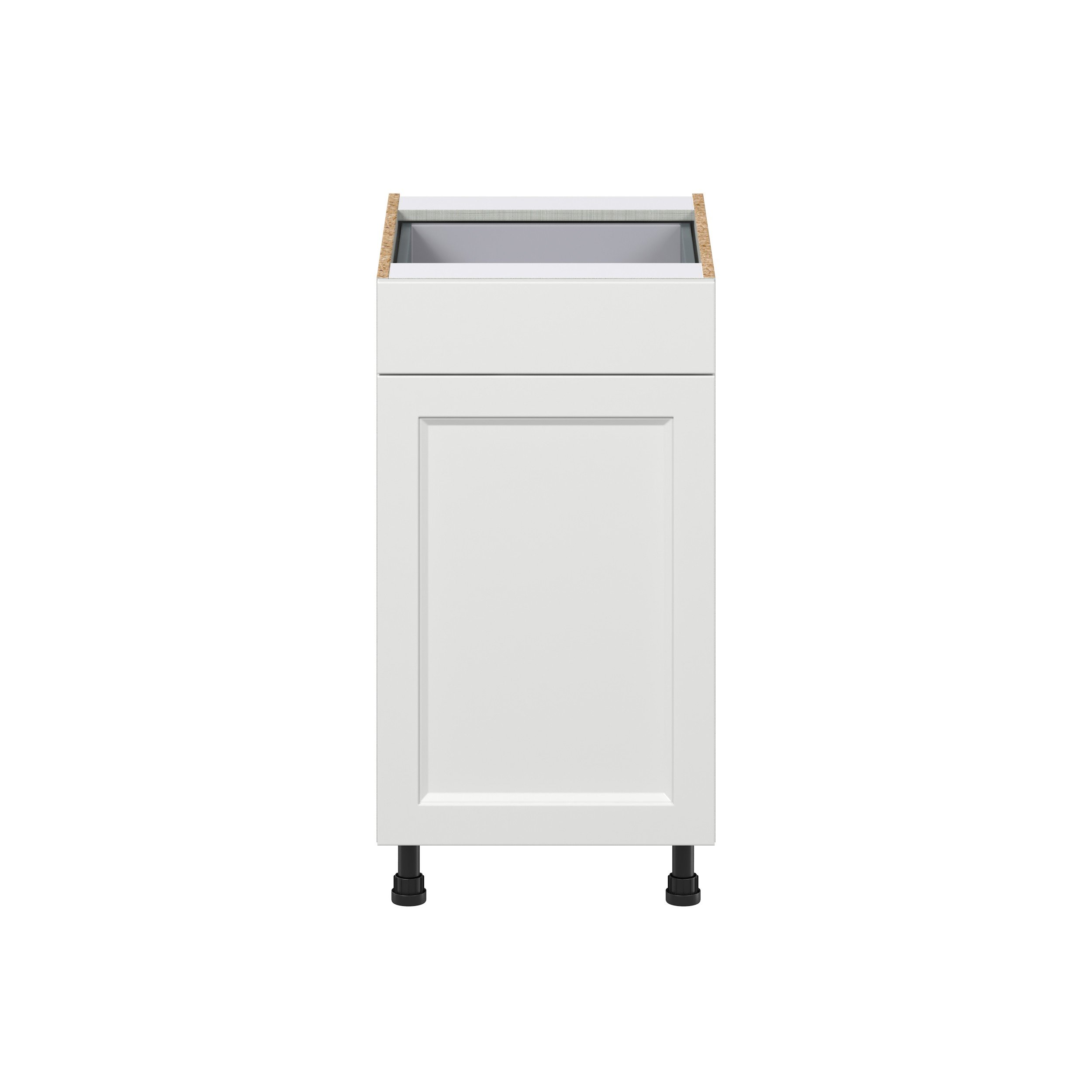 Magnolia Painted Bright White Recessed Assembled with 1 Drawer and 2 Pull Out Waste Bin Kitchen Cabinet (18 in. W x 34.5 in. H x 24 in. D)