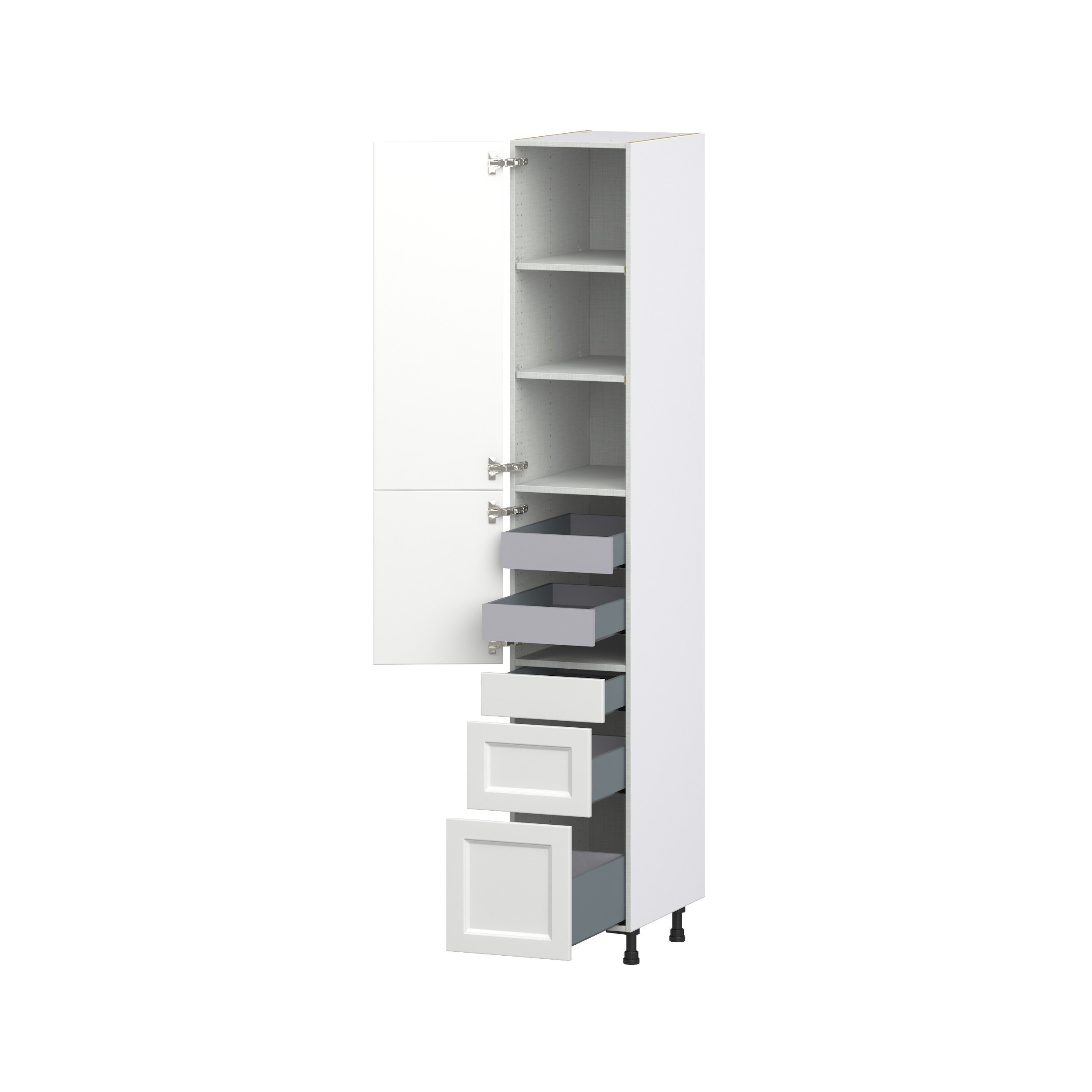 Magnolia Painted Bright White Recessed Assembled Pantry Cabinet with 3 Drawers and 2 Inner Drawers (15 in. W x 94.5 in. H x 24 in. D)