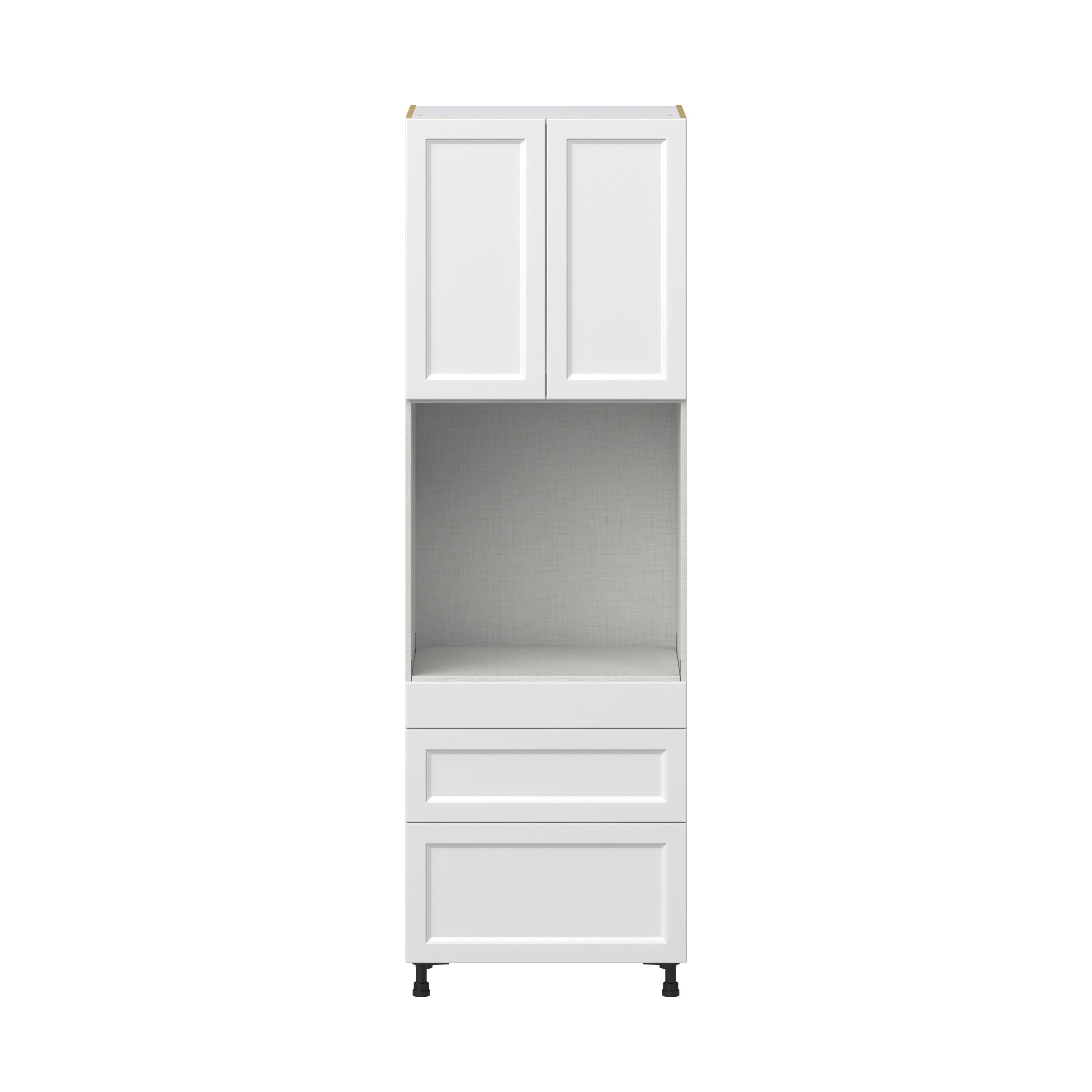 Magnolia Painted Bright White Recessed Assembled Single Oven Cabinet with Drawers (30 in. W x 94.5 in. H x 24 in. D)