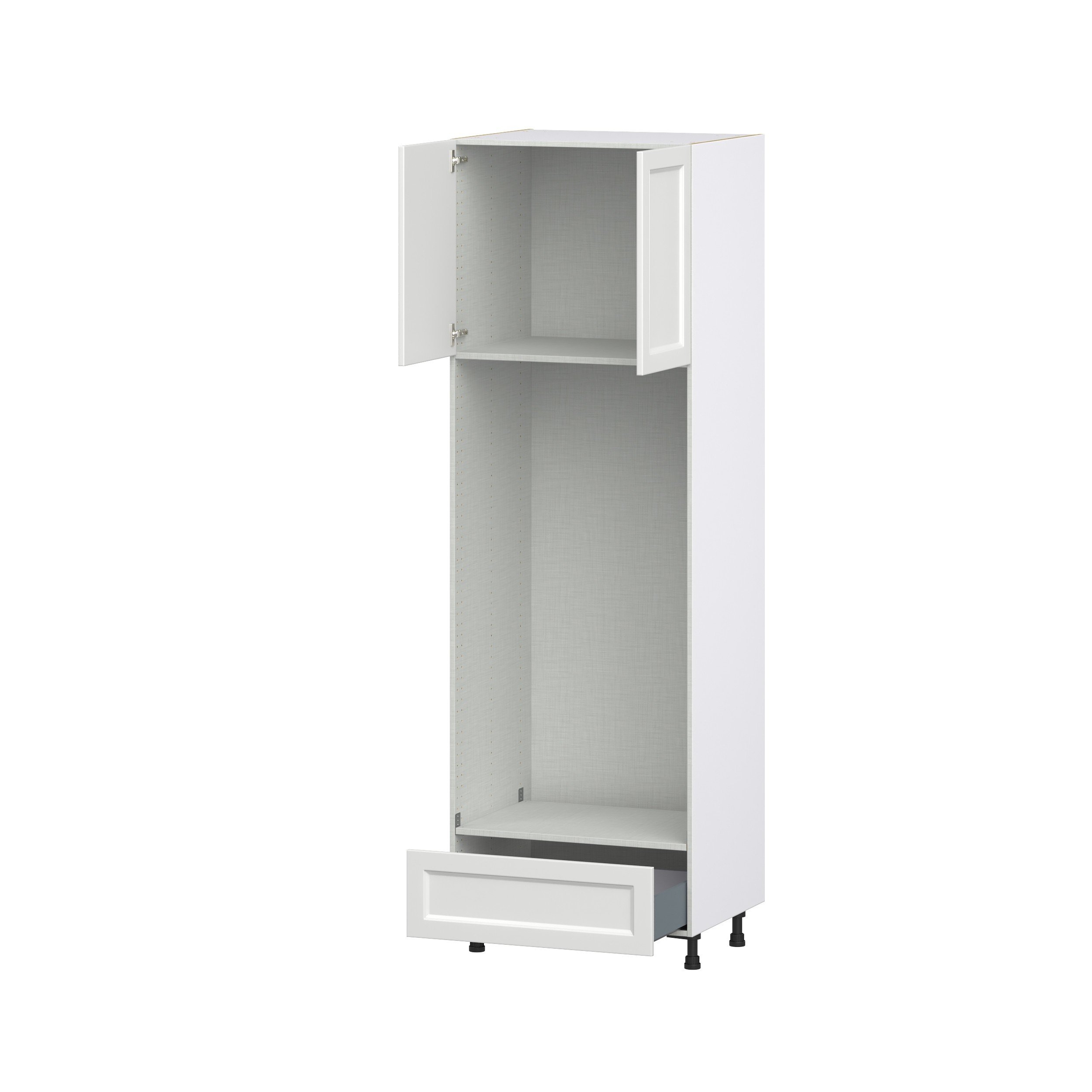 Magnolia Painted Bright White Recessed Assembled Pantry Micro/Oven Cabinet with Drawer (30 in. W X 94.5 in. H X 24 in. D)