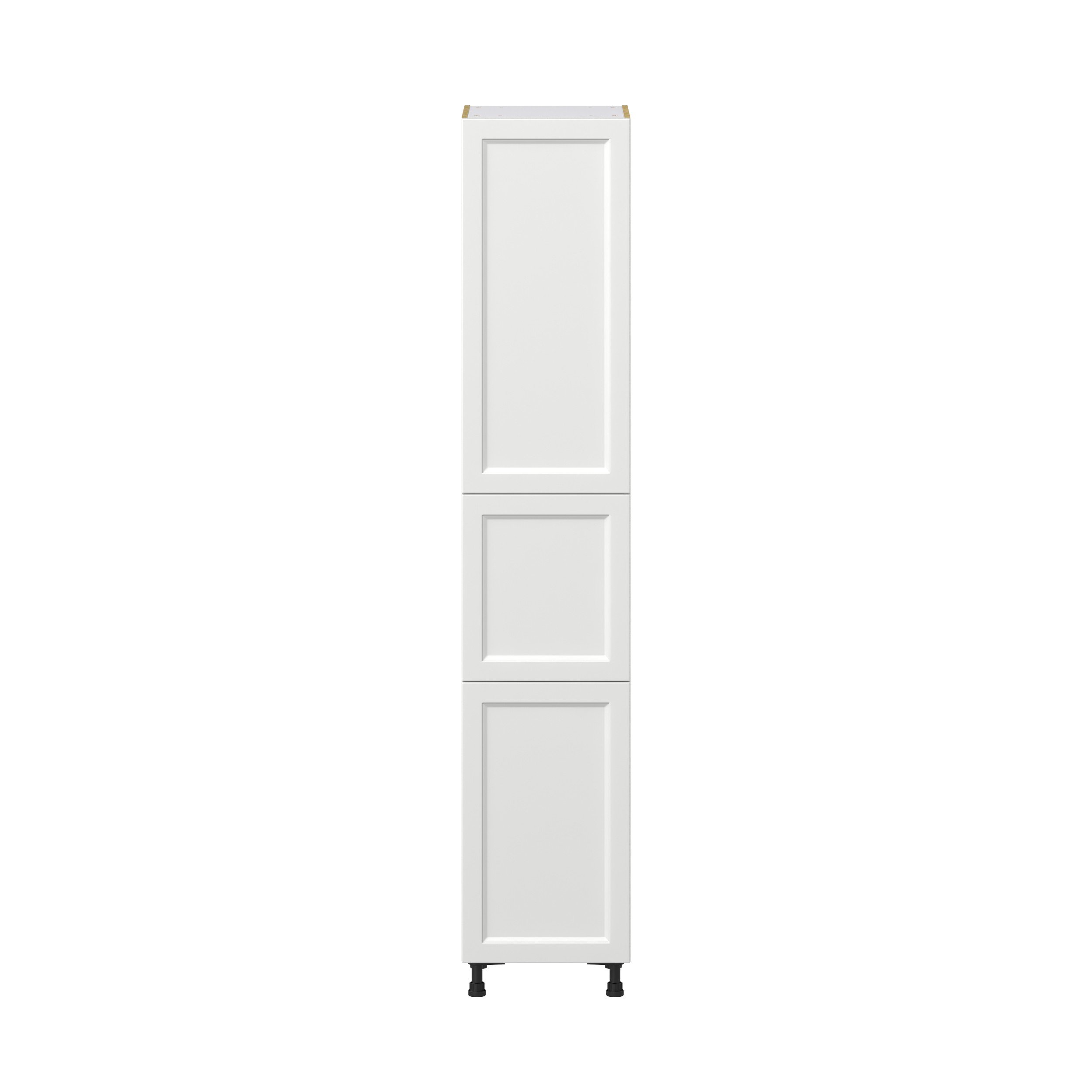 Magnolia Painted Bright White Recessed Assembled Pantry Cabinet with 2 Doors and 3 Inner Drawers (18 in. W X 94.5 in. H X 24 in. D)