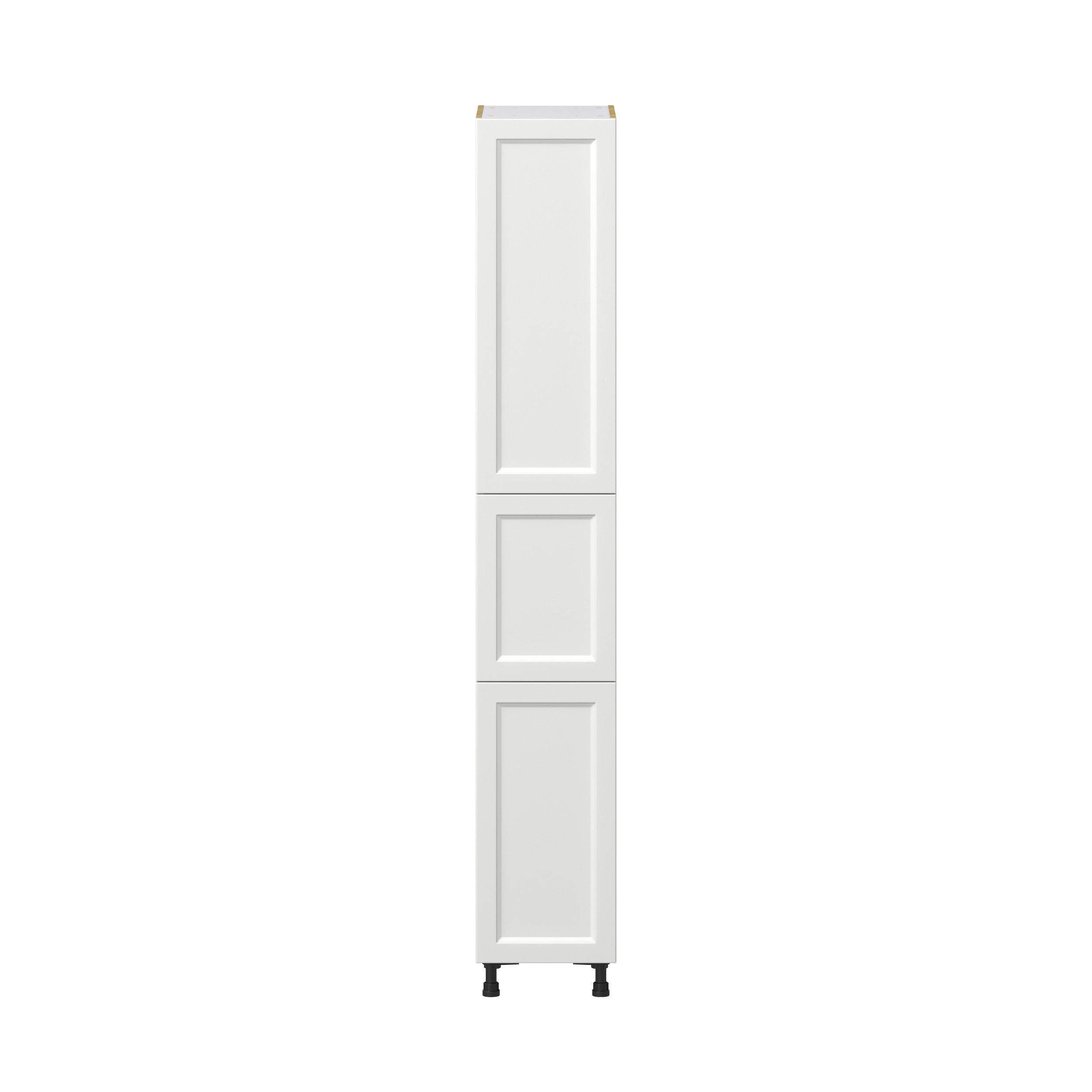 Magnolia Painted Bright White Recessed Assembled Pantry Cabinet with 2 Doors and 3 Inner Drawers (15 in. W X 94.5 in. H X 24 in. D)