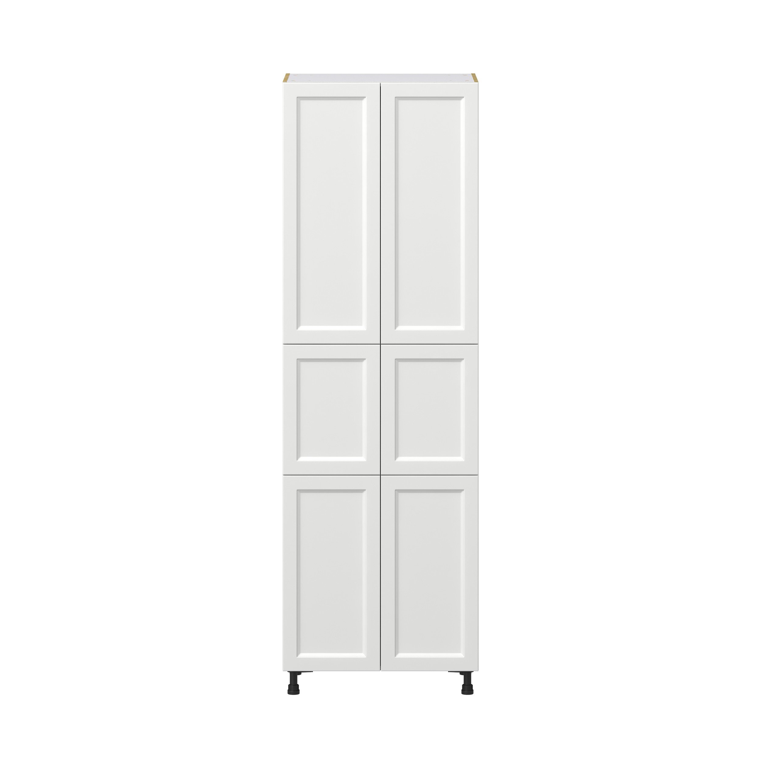 Magnolia Painted Bright White Recessed Assembled Pantry Cabinet with 6 Doors and 3 Inner Drawers (30 in. W X 94.5 in. H X 24 in. D)