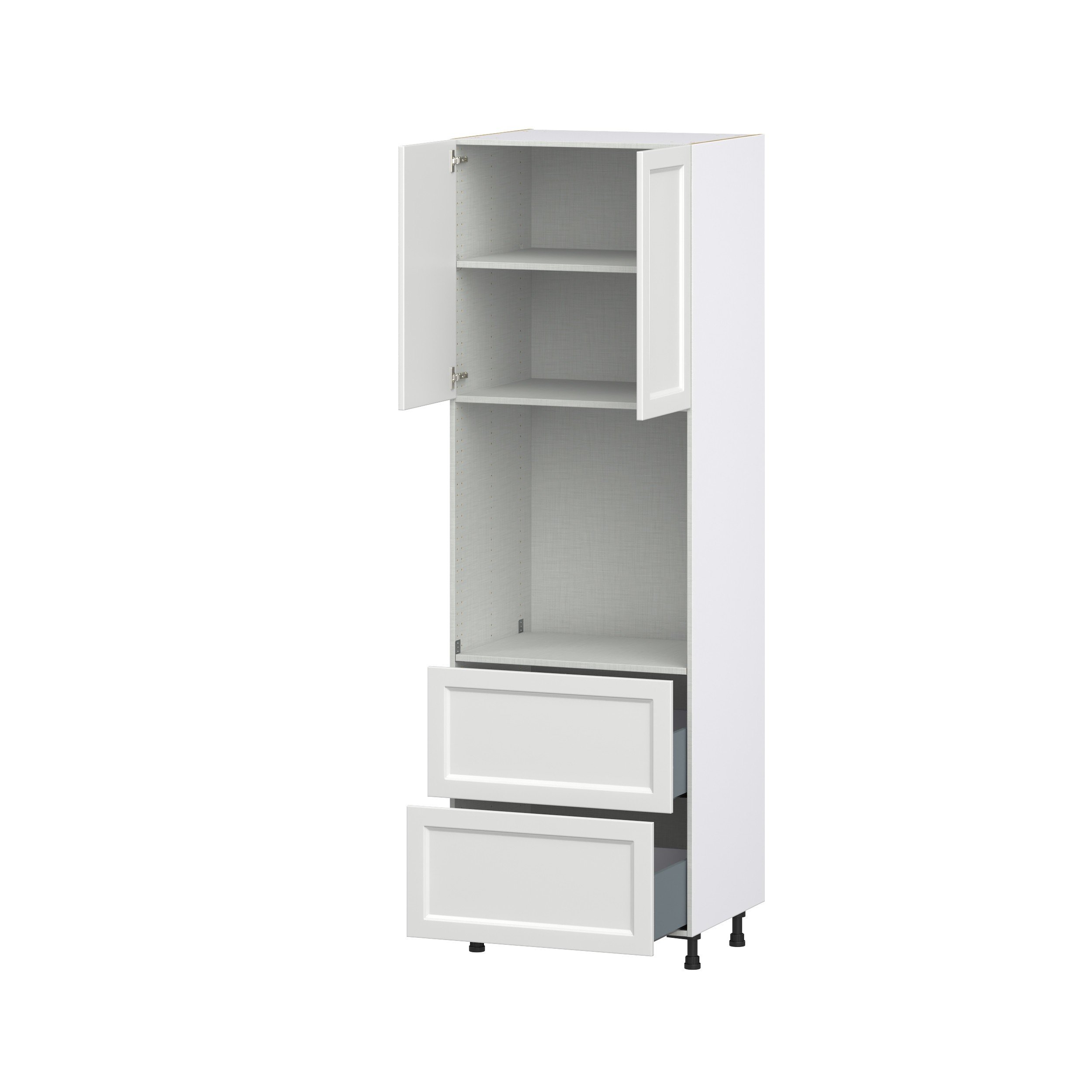 Magnolia Painted Bright White Recessed Assembled Pantry Single Oven Cabinet with 2 Drawer (30 in. W X 94.5 in. H X 24 in. D)