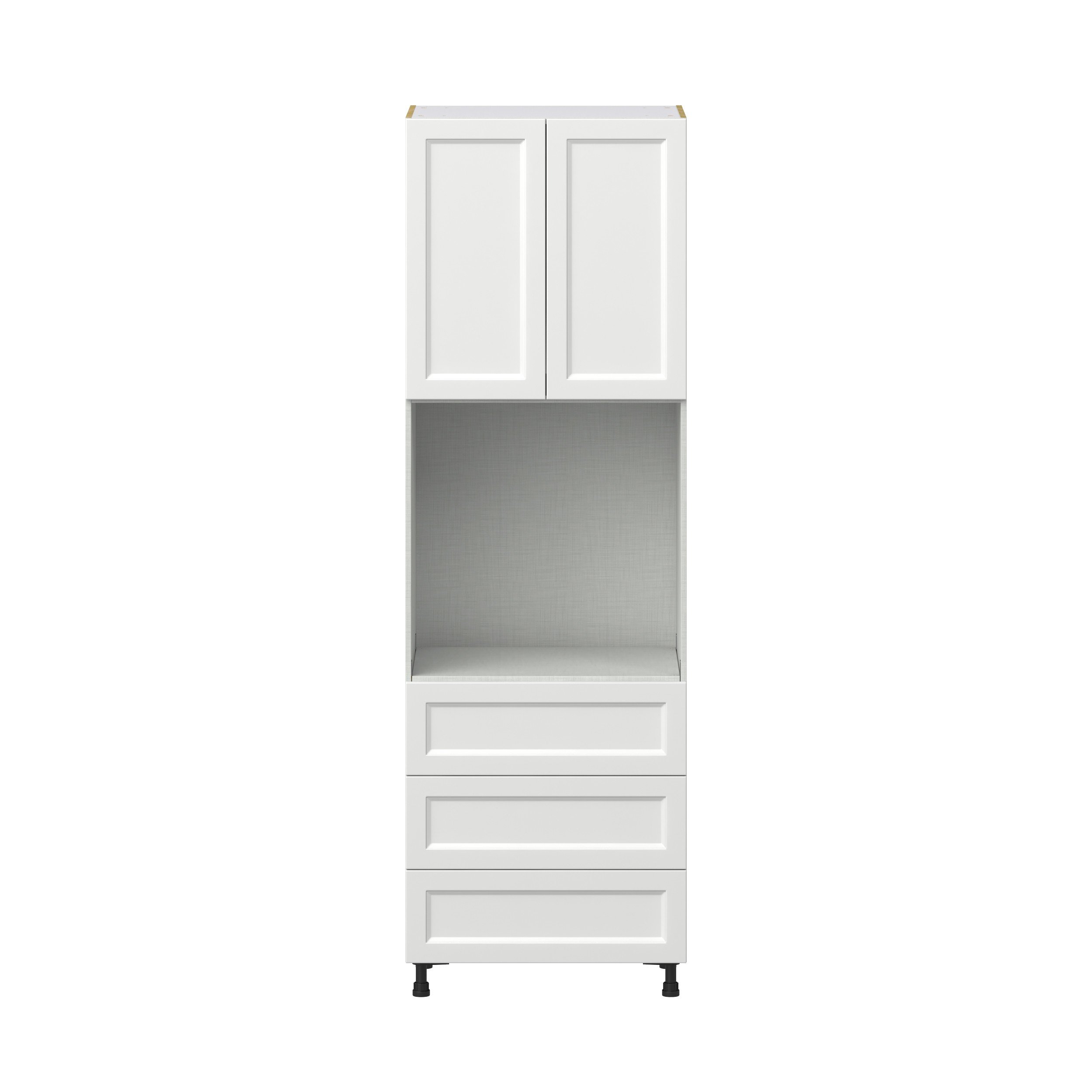 Magnolia Painted Bright White Recessed Assembled Pantry Single Oven Cabinet with 3 Even Drawers (30 in. W X 94.5 in. H X 24 in. D)