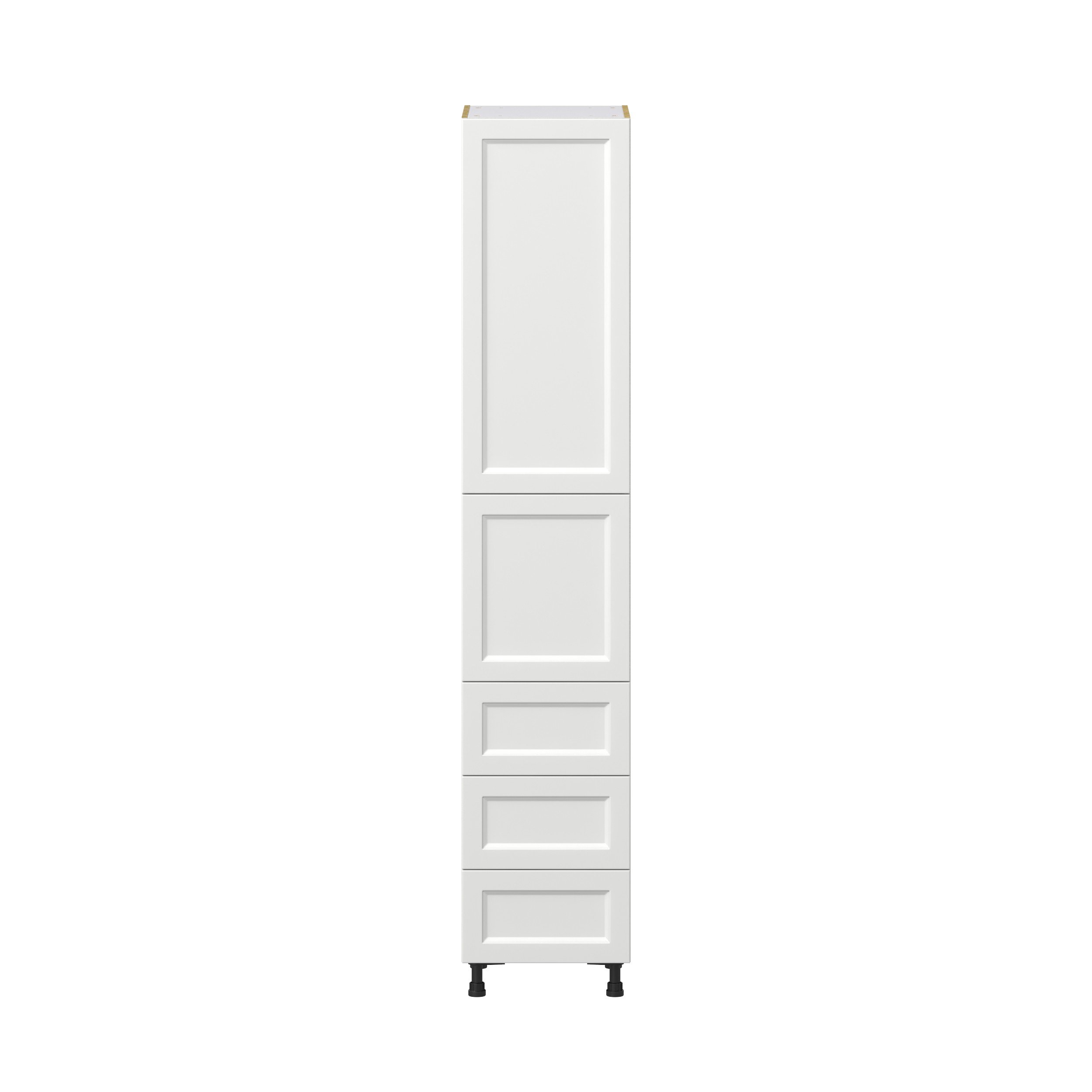 Magnolia Painted Bright White Recessed Assembled Pantry Cabinet 1 Doors with 3 Drawers and 2 Inner Drawers (18 in. W X 94.5 in. H X 24 in. D)