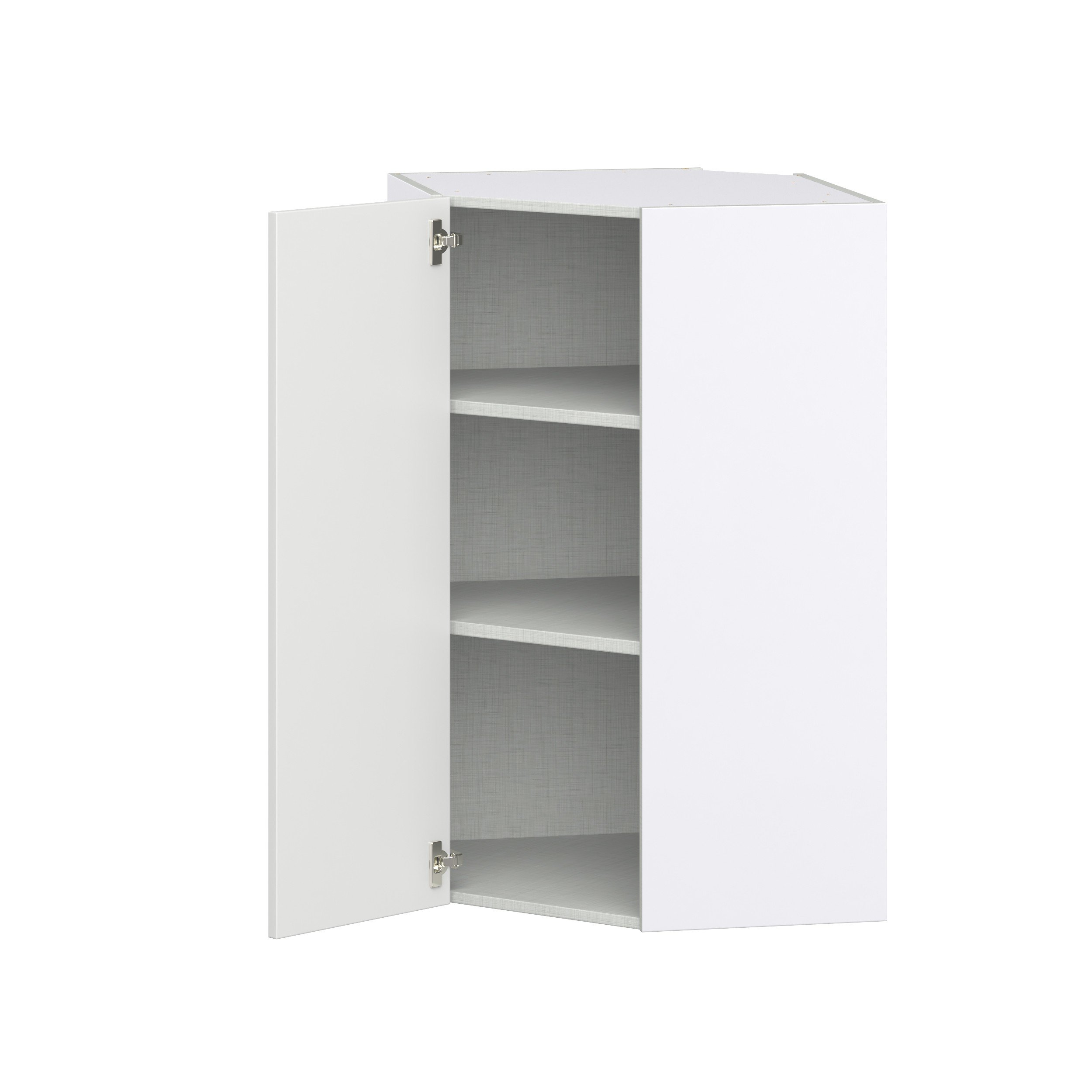 Magnolia Painted Bright White Recessed Assembled Wall Diagonal Corner Cabinet with a Door (24 in. W x 40 in. H x 24 in. D)